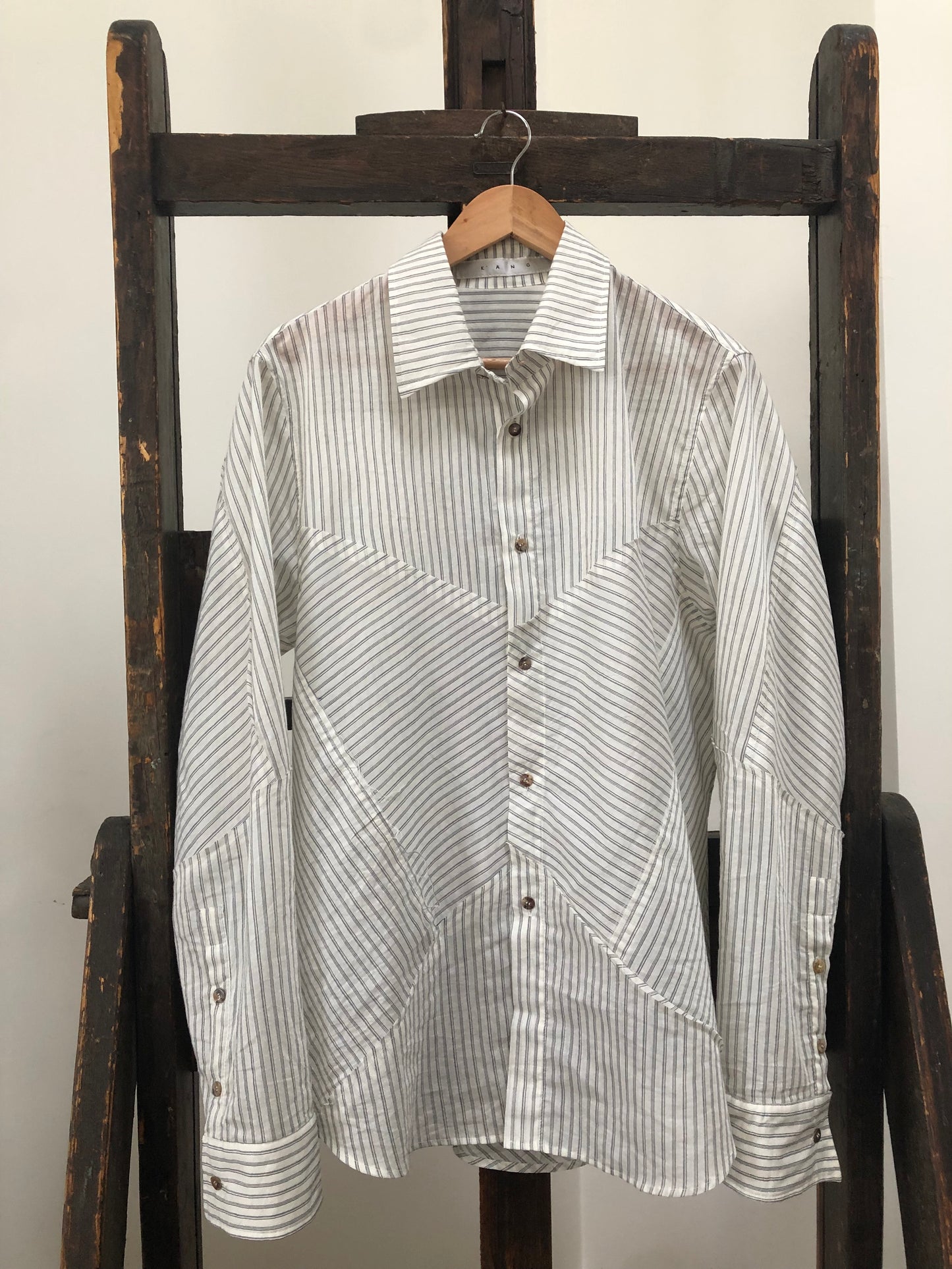 Off White Striped Unisex Sanpietrini Patched Relaxed Shirt
