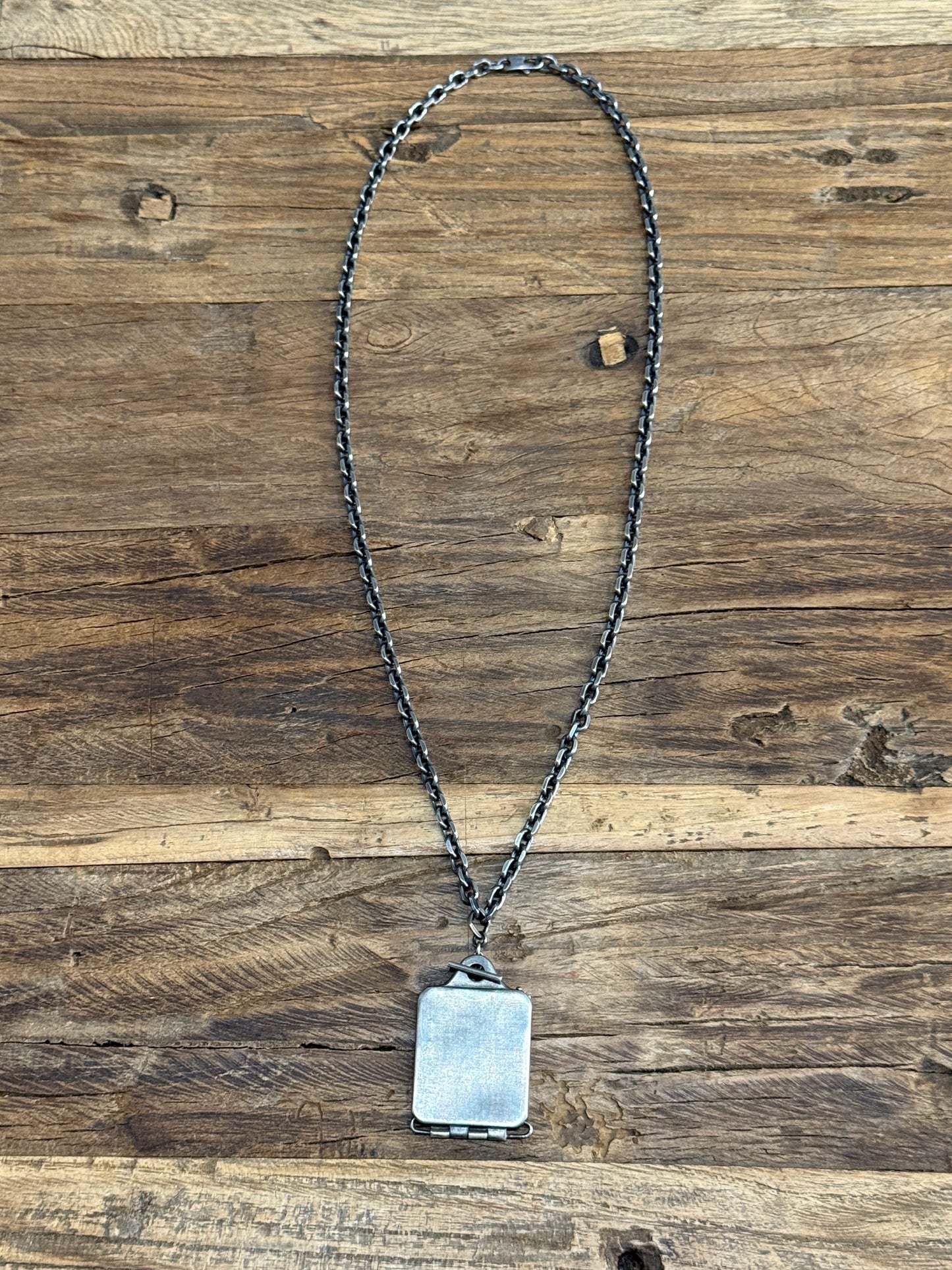 Silver DOC TAG Necklace by DEEPTI BARTH