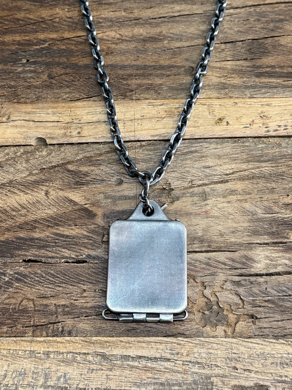 Silver DOC TAG Necklace by DEEPTI BARTH