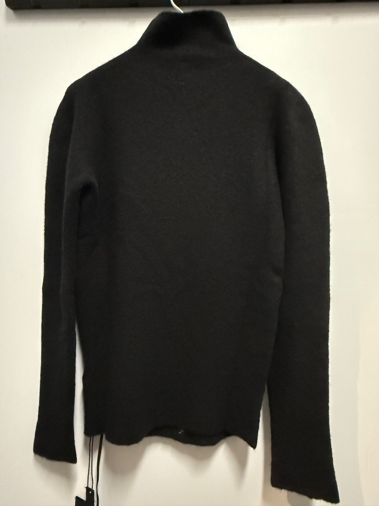 Black Hi-Neck Front Contrast Stitched Detail Cashmere Sweater