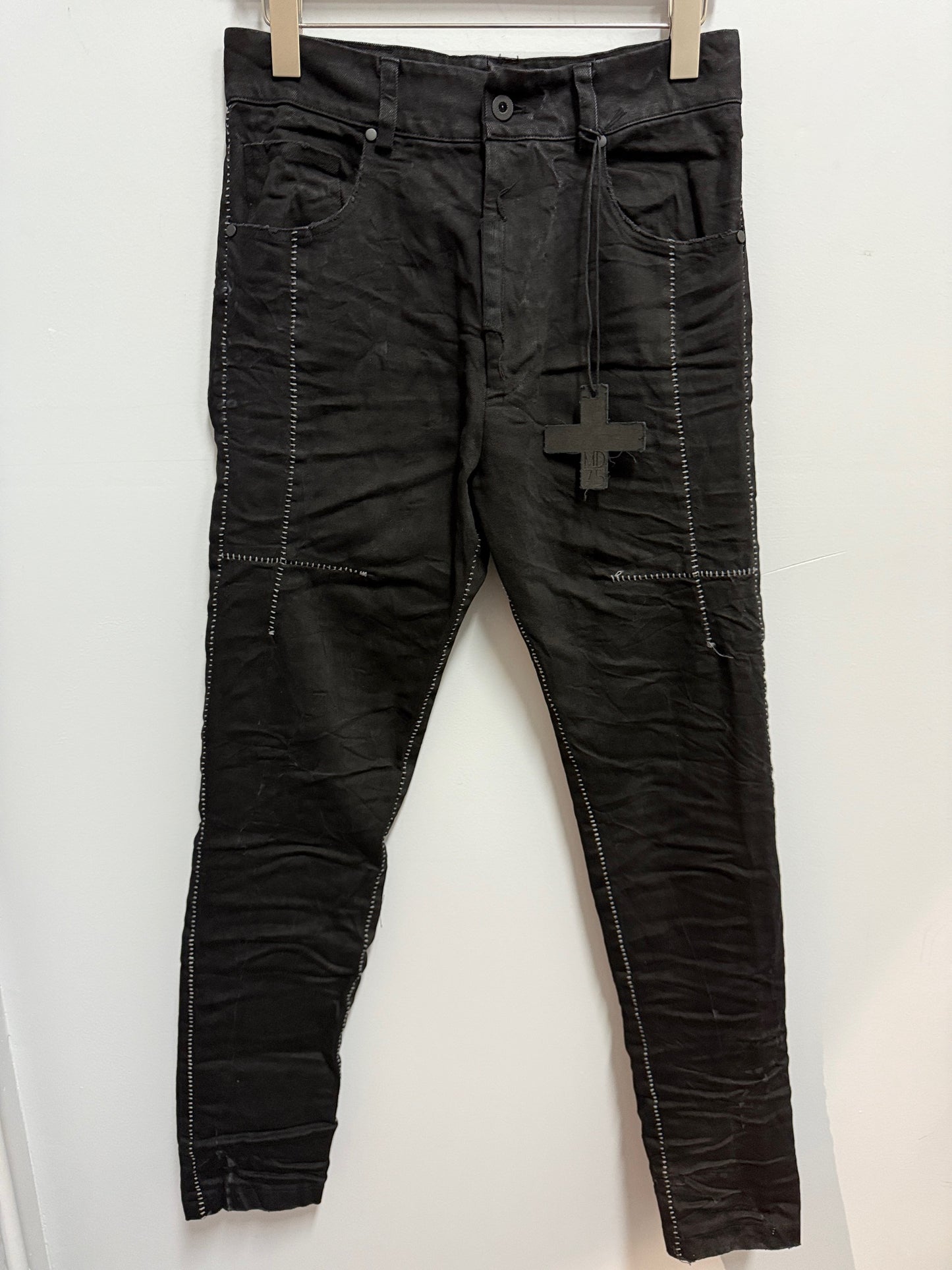 Black Stone Washed Slim Scarstitch Jeans