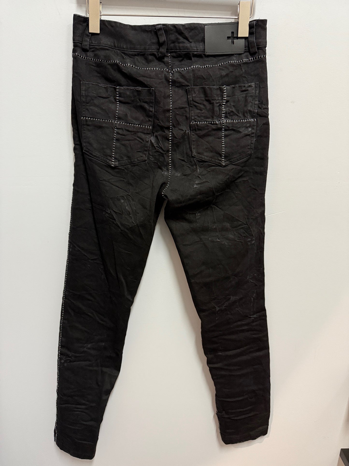 Black Stone Washed Slim Scarstitch Jeans