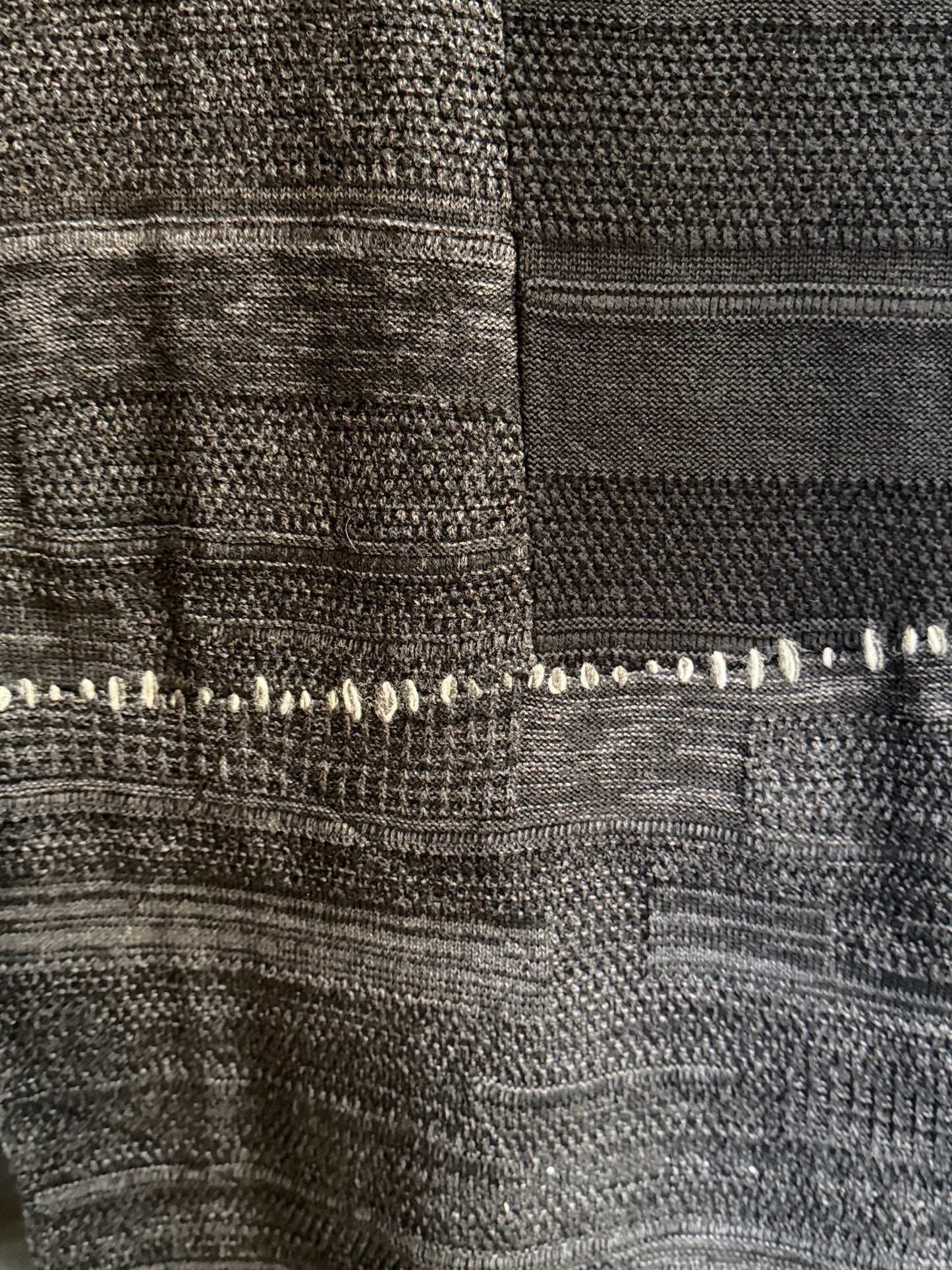 Charcoal x Black Cotton Cashmere Crust Patch Knit Long Stole