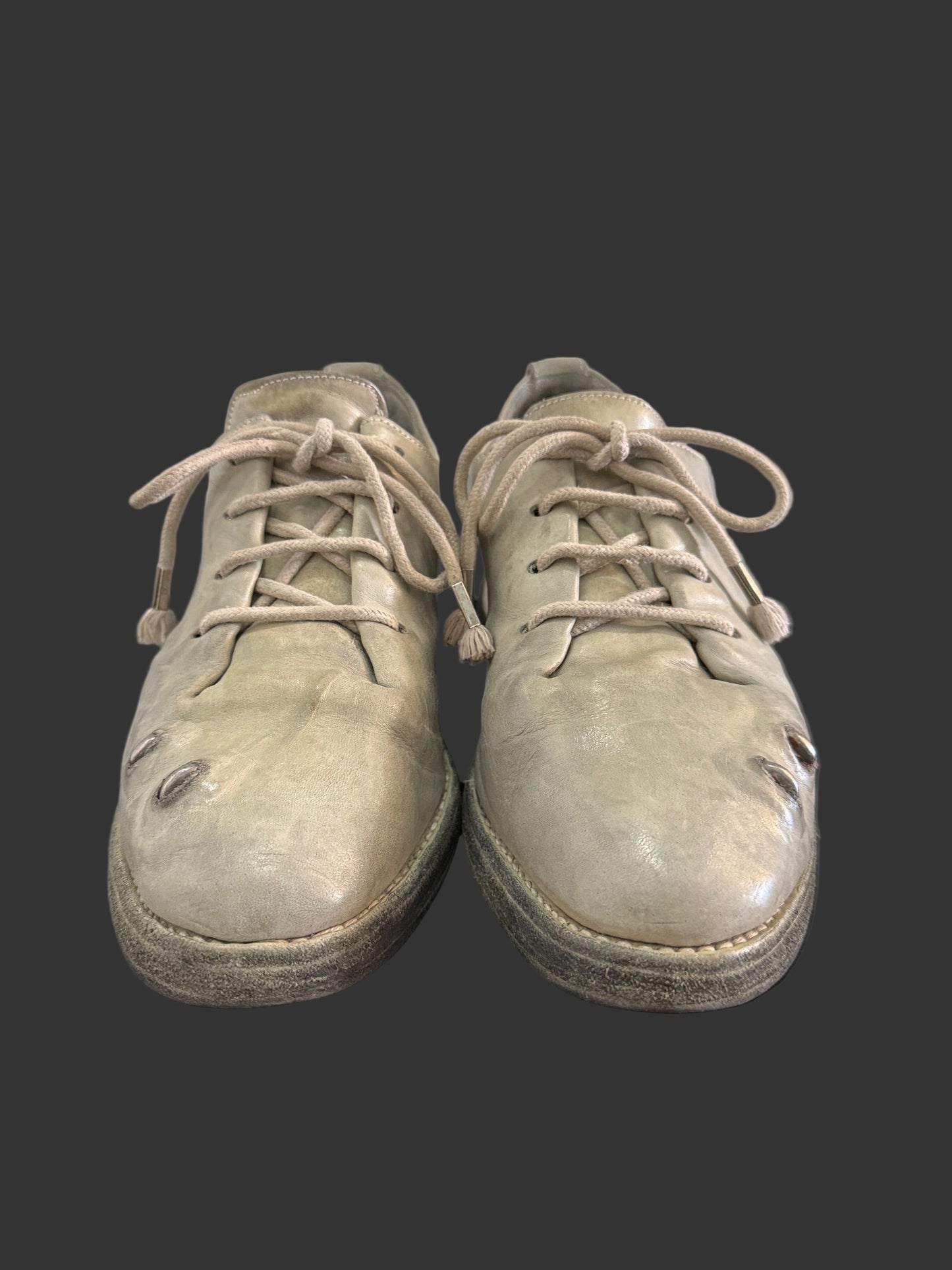 Pale Grey One Piece Prosthetic Officer Derbies U-Sole by Carol Christian Poell