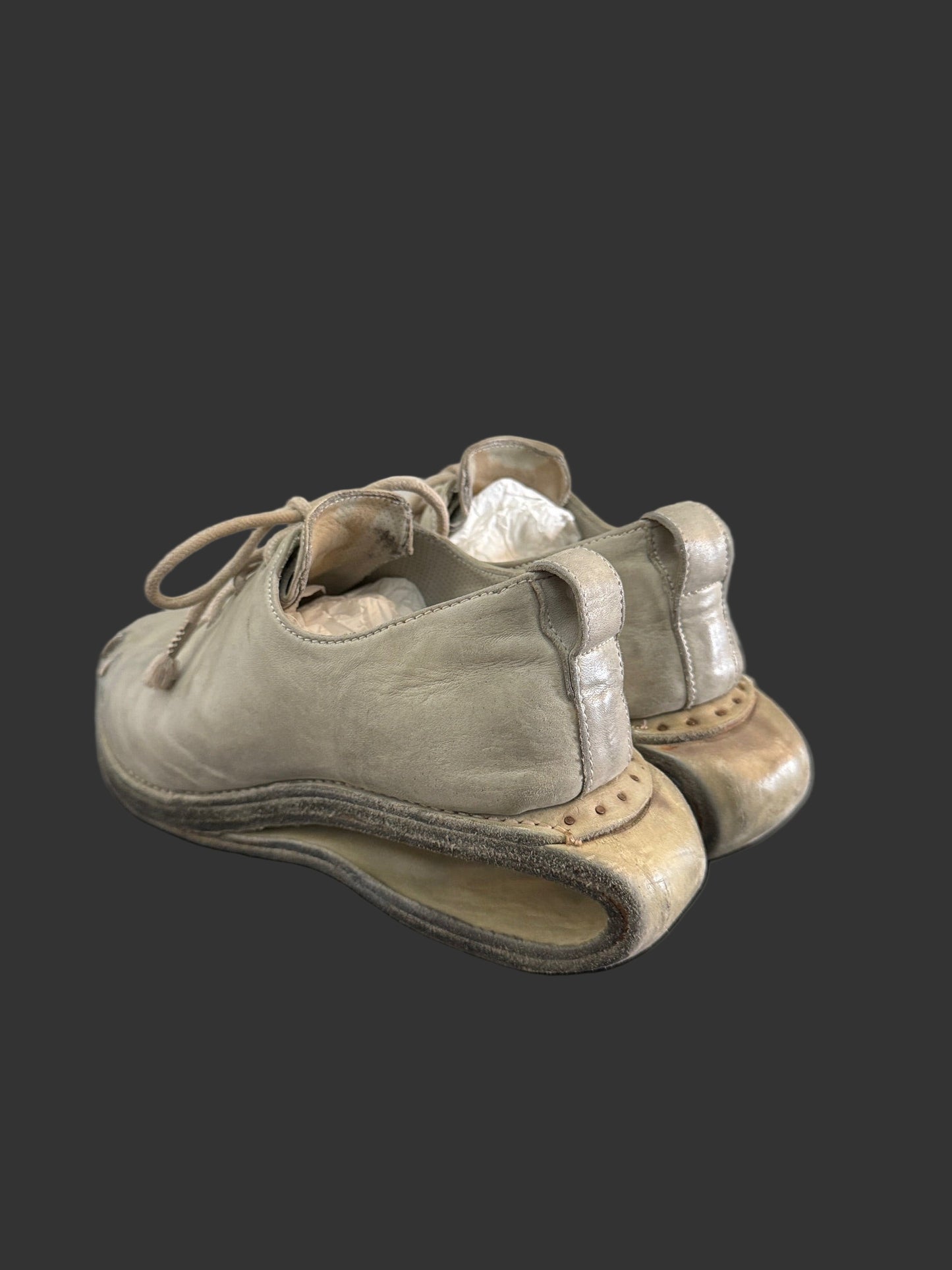 Pale Grey One Piece Prosthetic Officer Derbies U-Sole by Carol Christian Poell