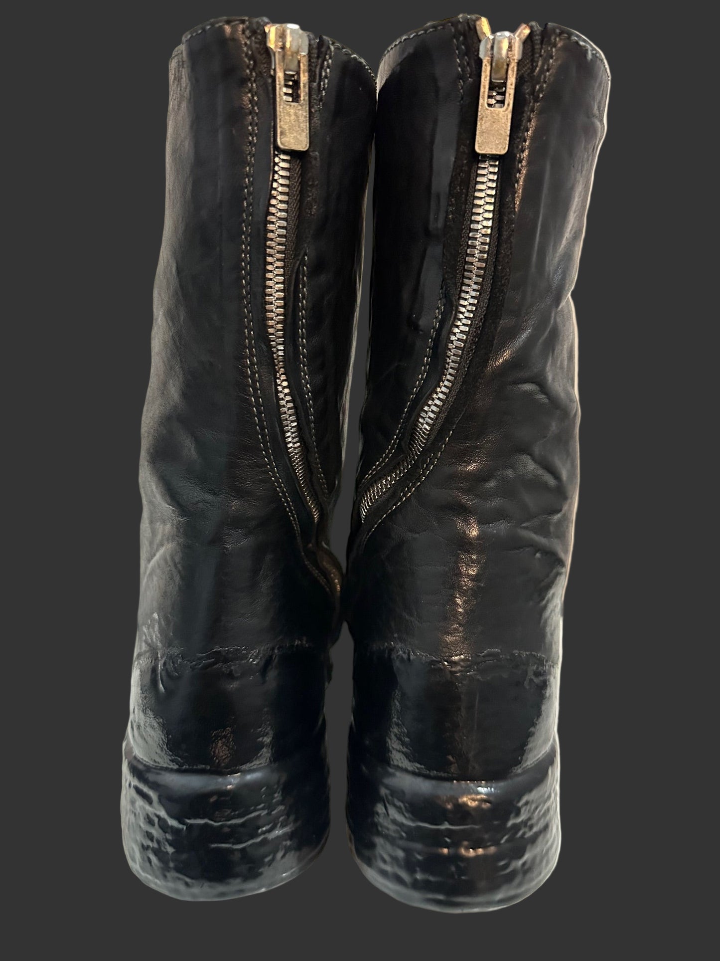 Black Object Dyed Lined Diagonal Zip Rubber Drip Goodyear Boots by Carol Christian Poell