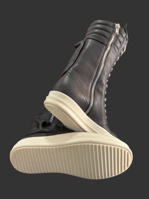 Black + Milk Cargo Basket Sneaker Boots by Rick Owens