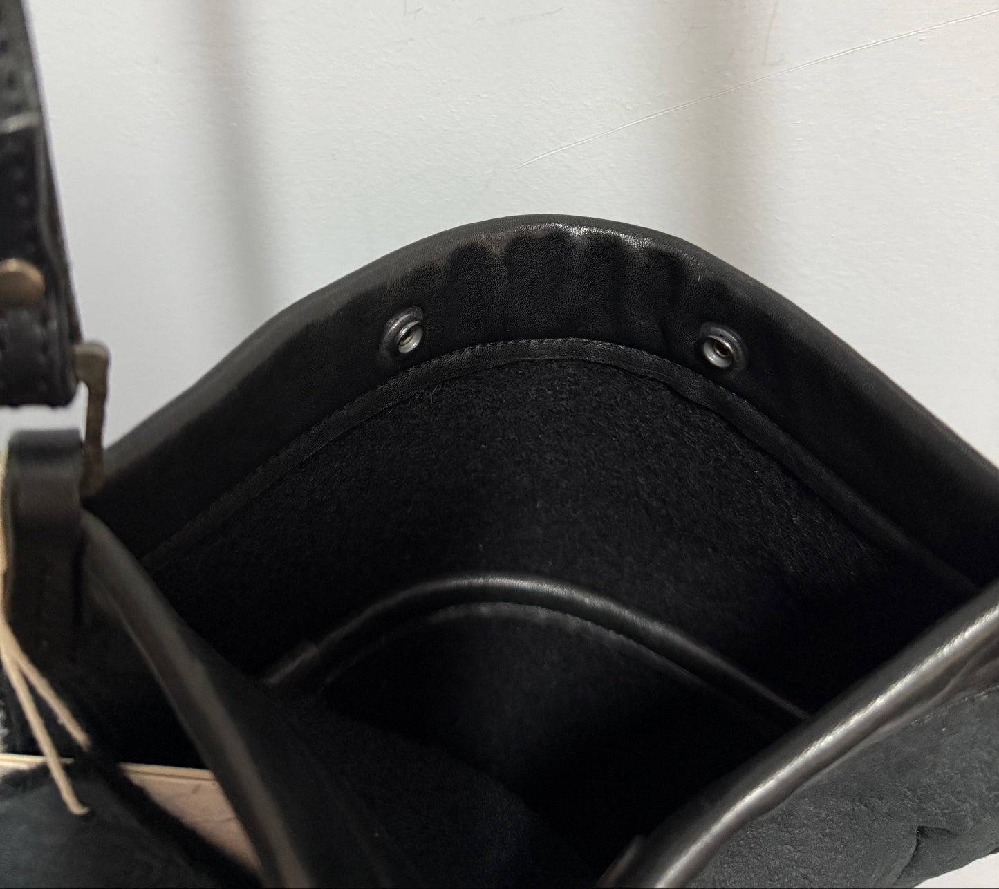 Black Bull Leather with Bonded Wool Tablet Bag