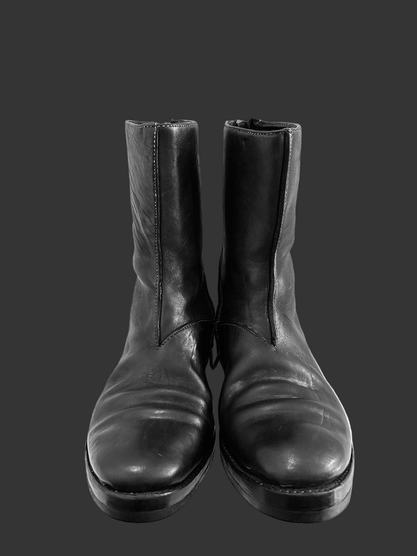 Black Diagonal Zipper Boots AM/2521SX LUC-PTC/010 by Carol Christian Poell