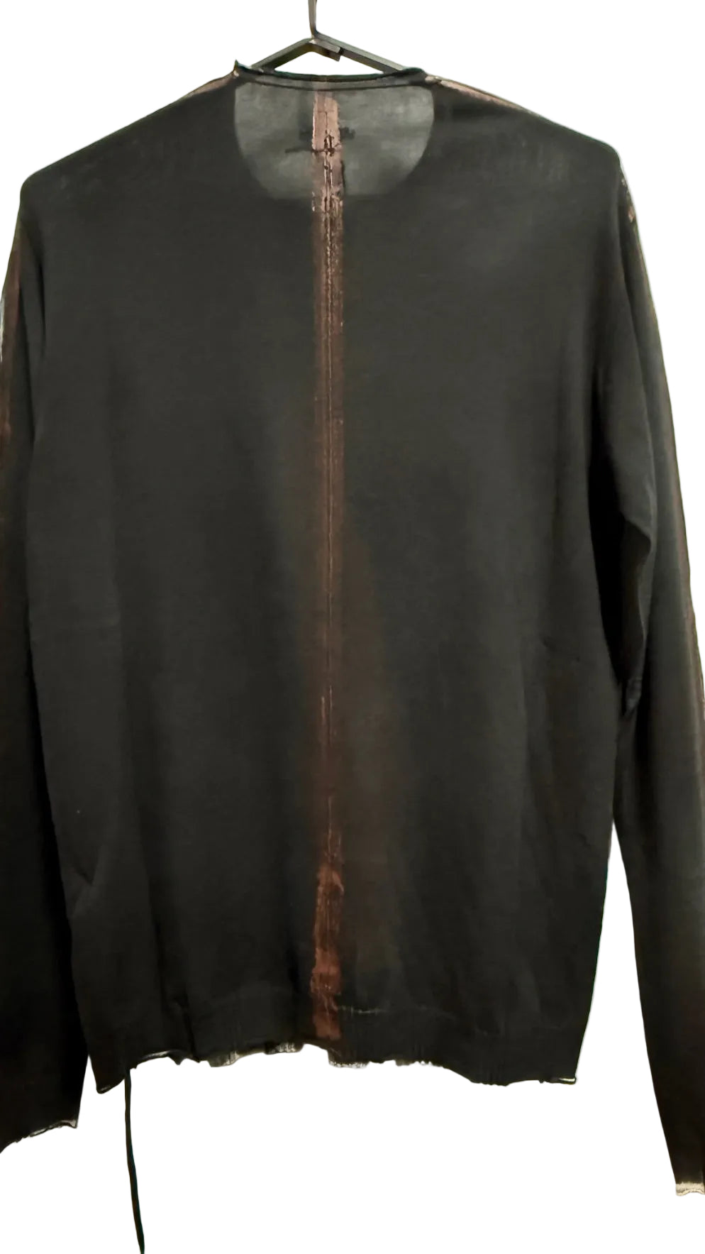 Black Wash Hand Painted Brown Seams Sweater