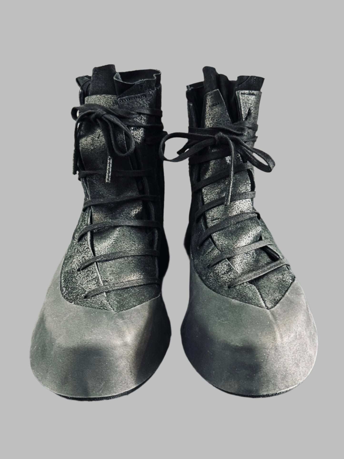 Black Distortion Featherweight Hi-Top Resin Reverse Horse Leather Sneakers