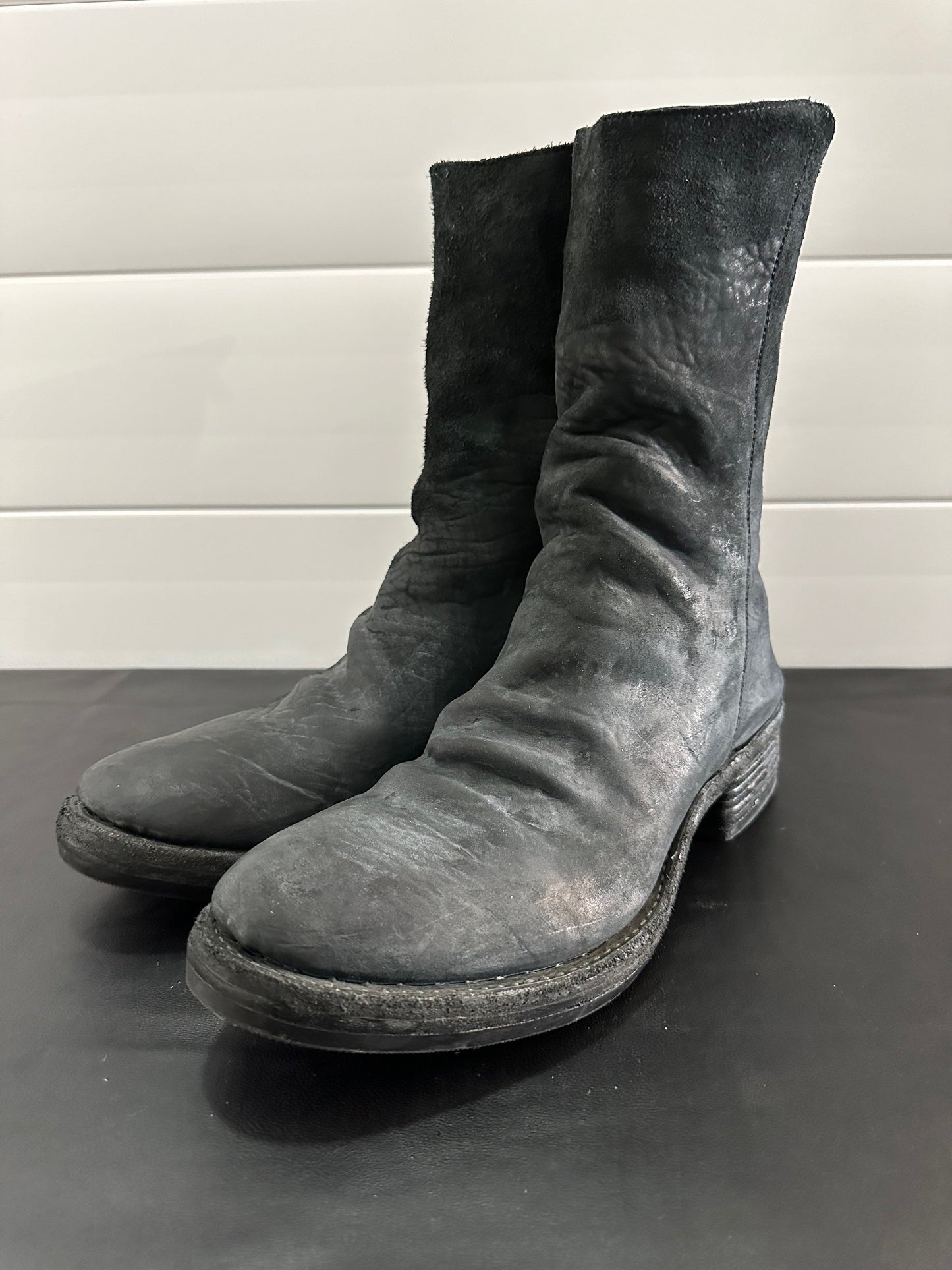 Vintage Black Culatta Horse Leather Dual-Zipper Boots by A1923