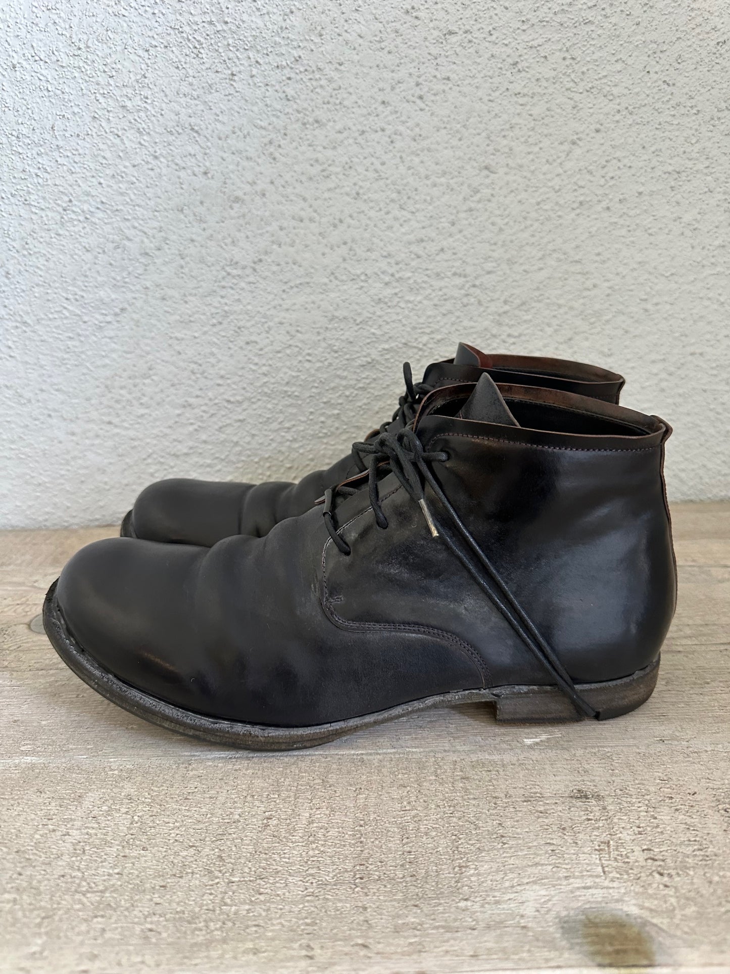 Black Cordovan Horse Leather Ankle Boots by LAYER-0