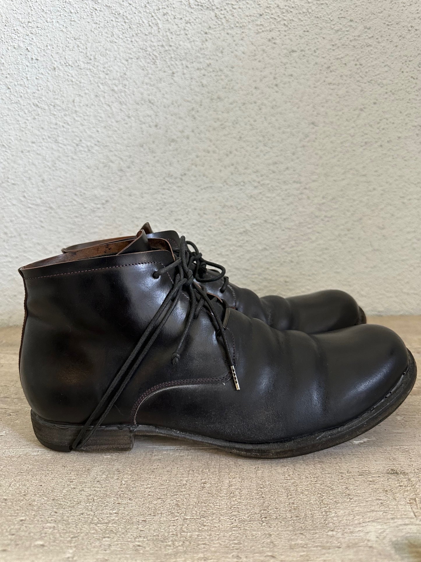Black Cordovan Horse Leather Ankle Boots by LAYER-0