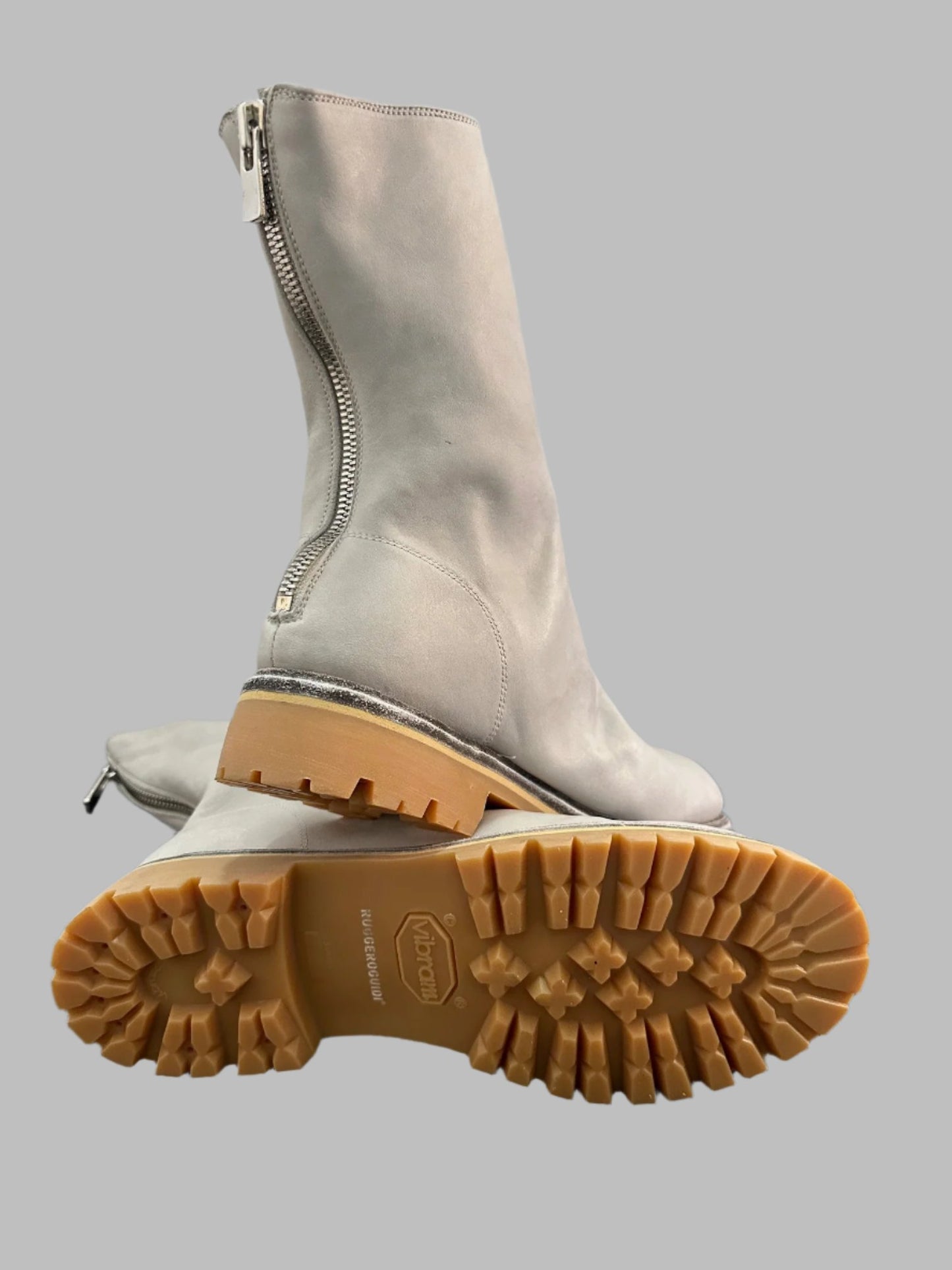 Pale Grey Back Zip Boots Vibram 788V