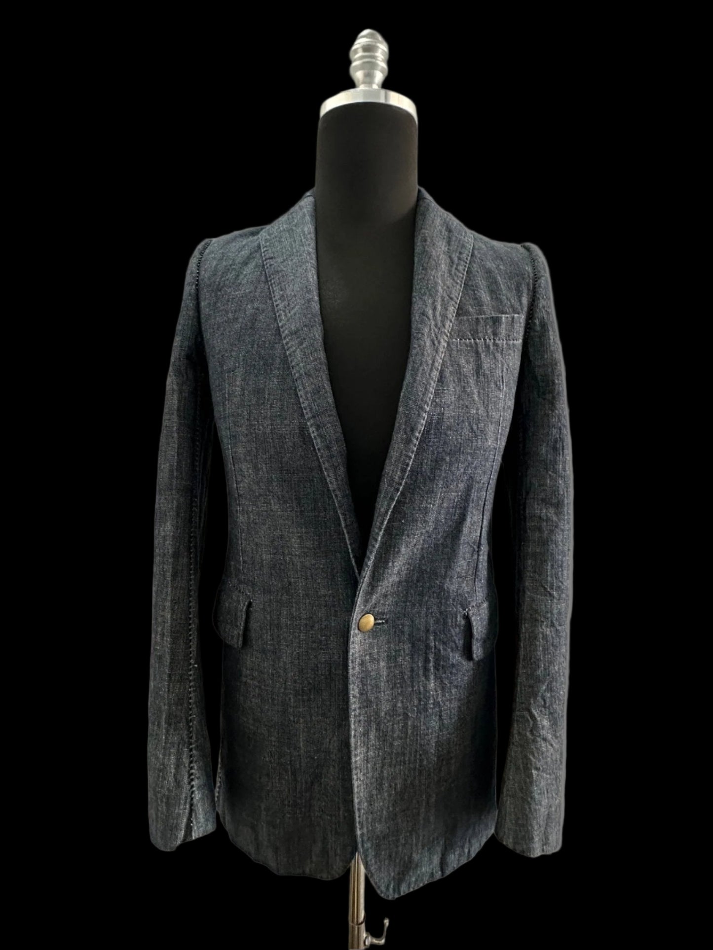 Dark Blue Heavy Japanese Denim Overlock Blazer by Carol Christian Poell