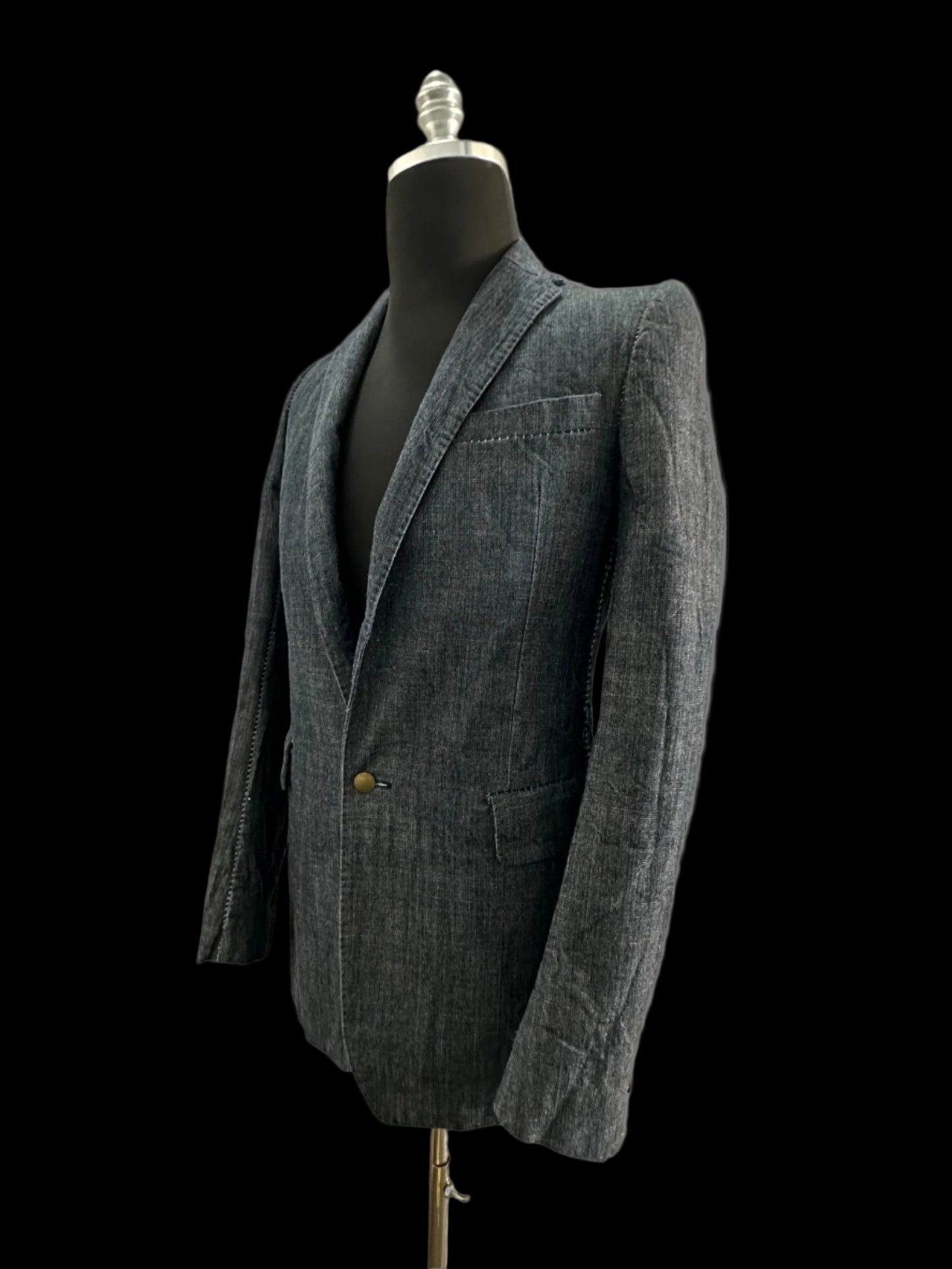 Dark Blue Heavy Japanese Denim Overlock Blazer by Carol Christian Poell
