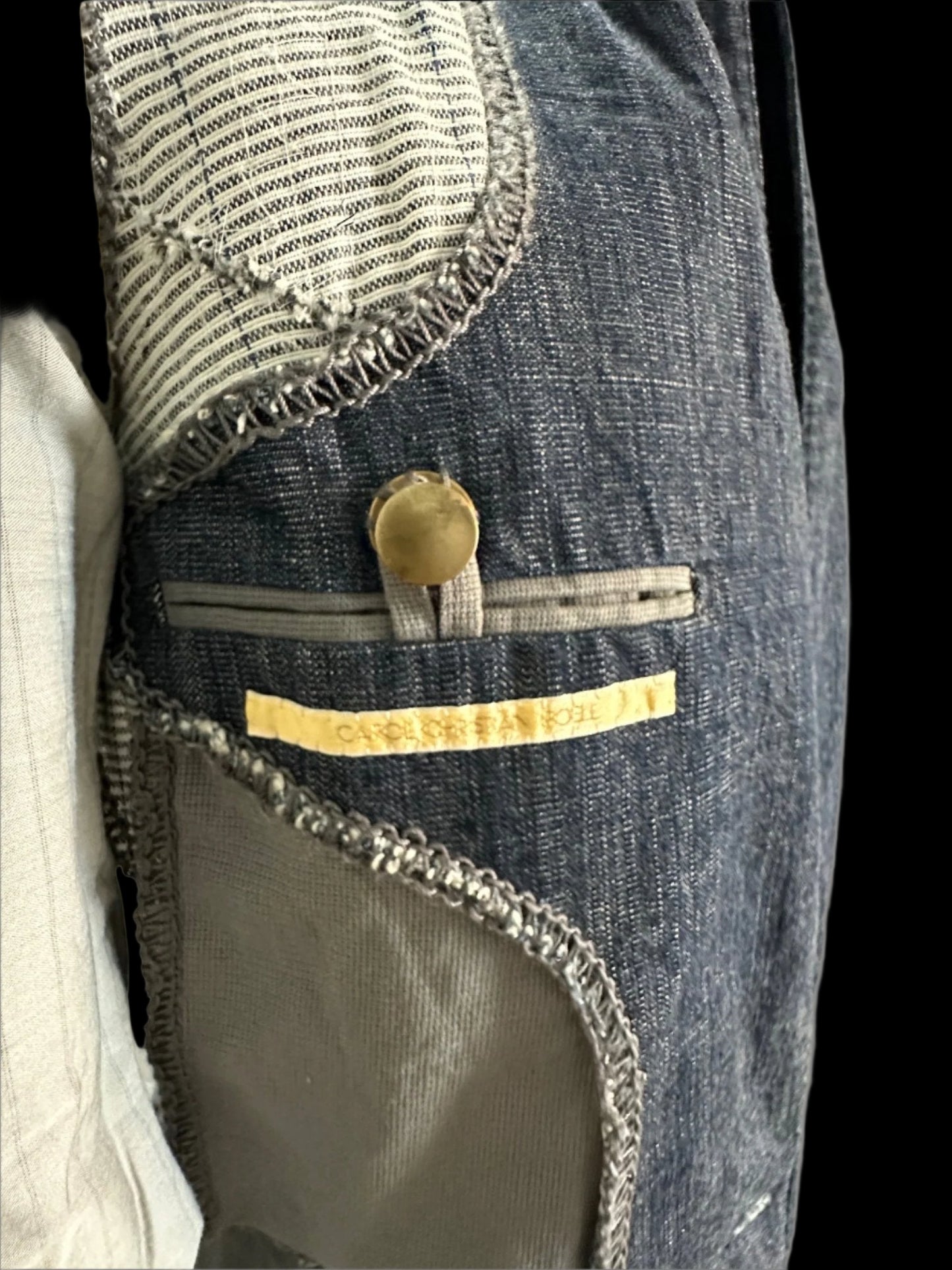 Dark Blue Heavy Japanese Denim Overlock Blazer by Carol Christian Poell