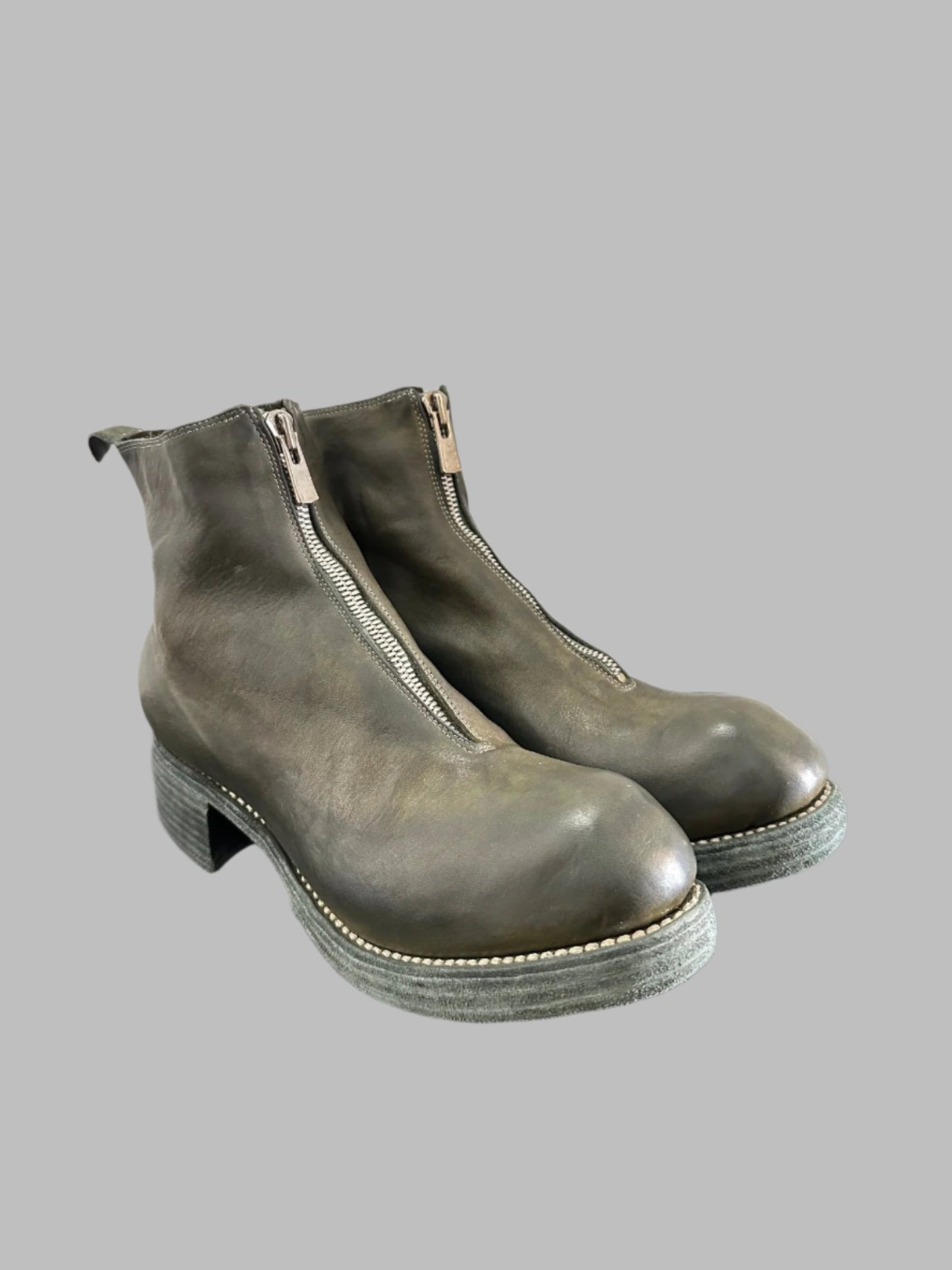 Military Green Orthopedic Front Zip Boots Double Soles PL1WZ