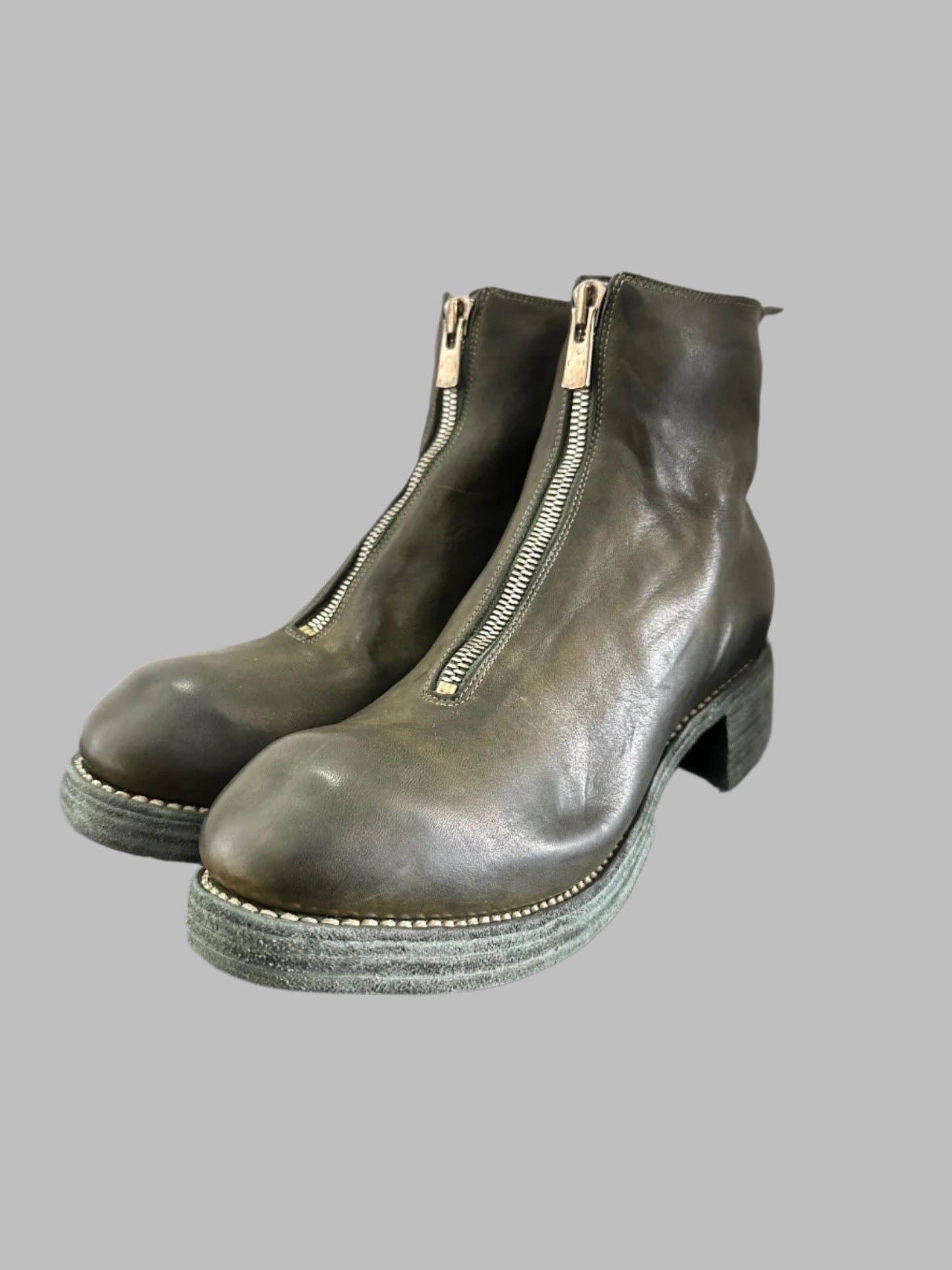 Military Green Orthopedic Front Zip Boots Double Soles PL1WZ