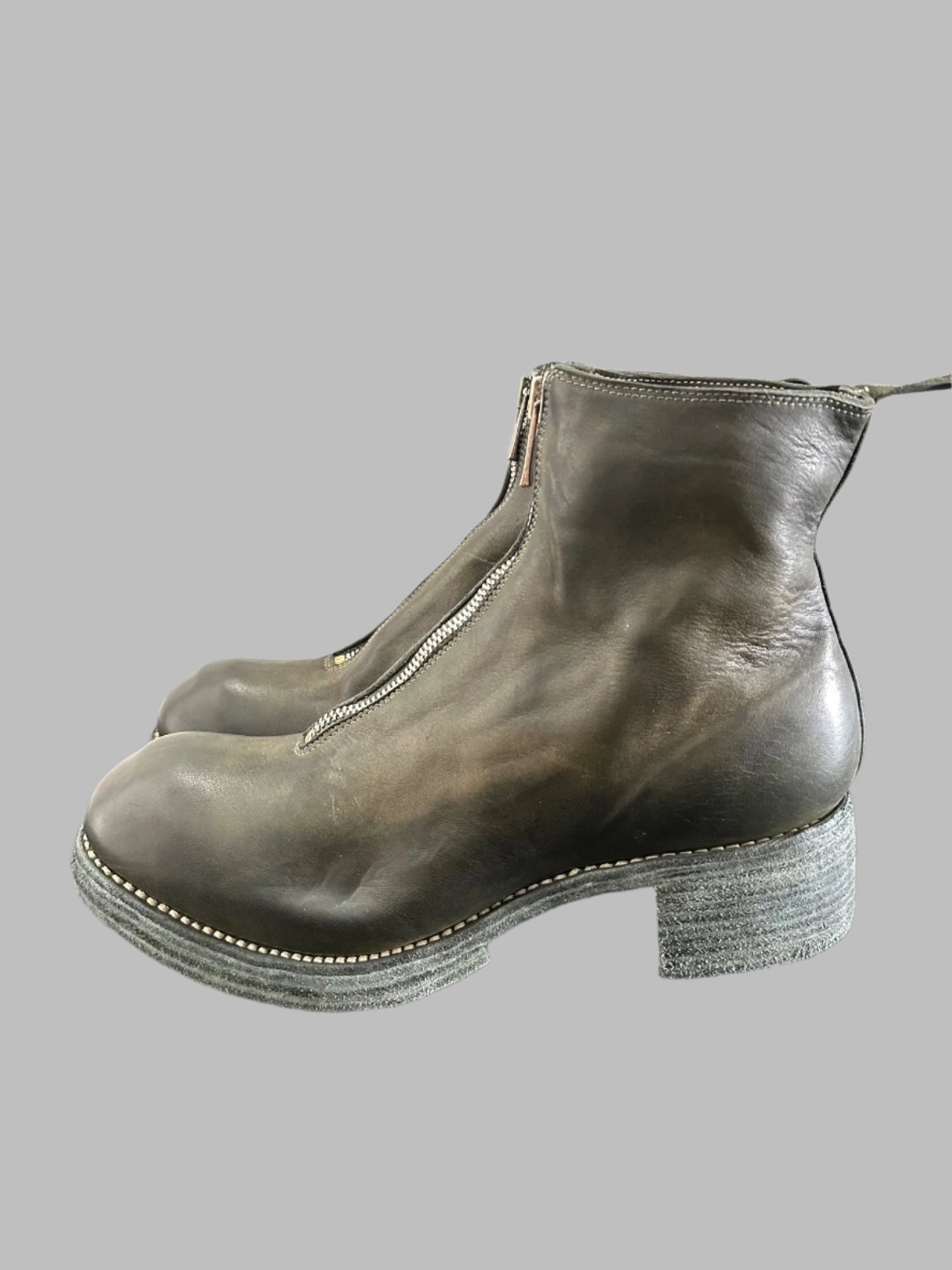 Military Green Orthopedic Front Zip Boots Double Soles PL1WZ