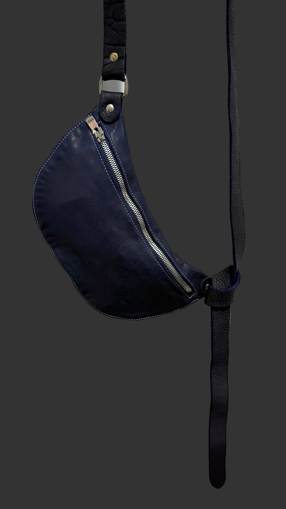 Dark Blue Soft Horse Leather Small Belt Bag Q100