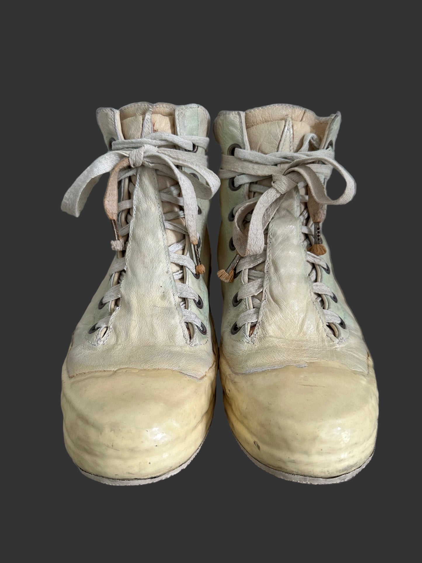 Bone White Kangaroo Leather Object Dyed No Seam Rubber Drip Sneakers by Carol Christian Poell