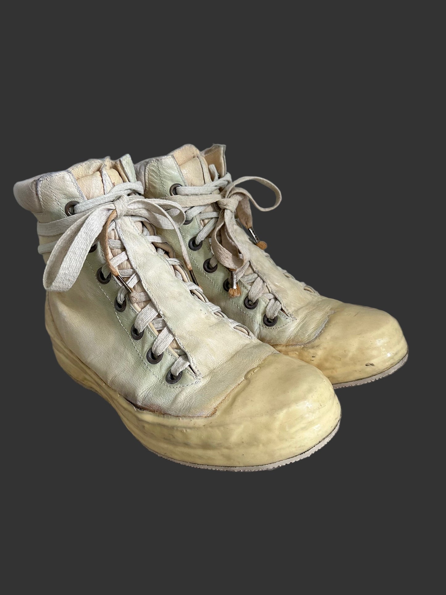 Bone White Kangaroo Leather Object Dyed No Seam Rubber Drip Sneakers by Carol Christian Poell