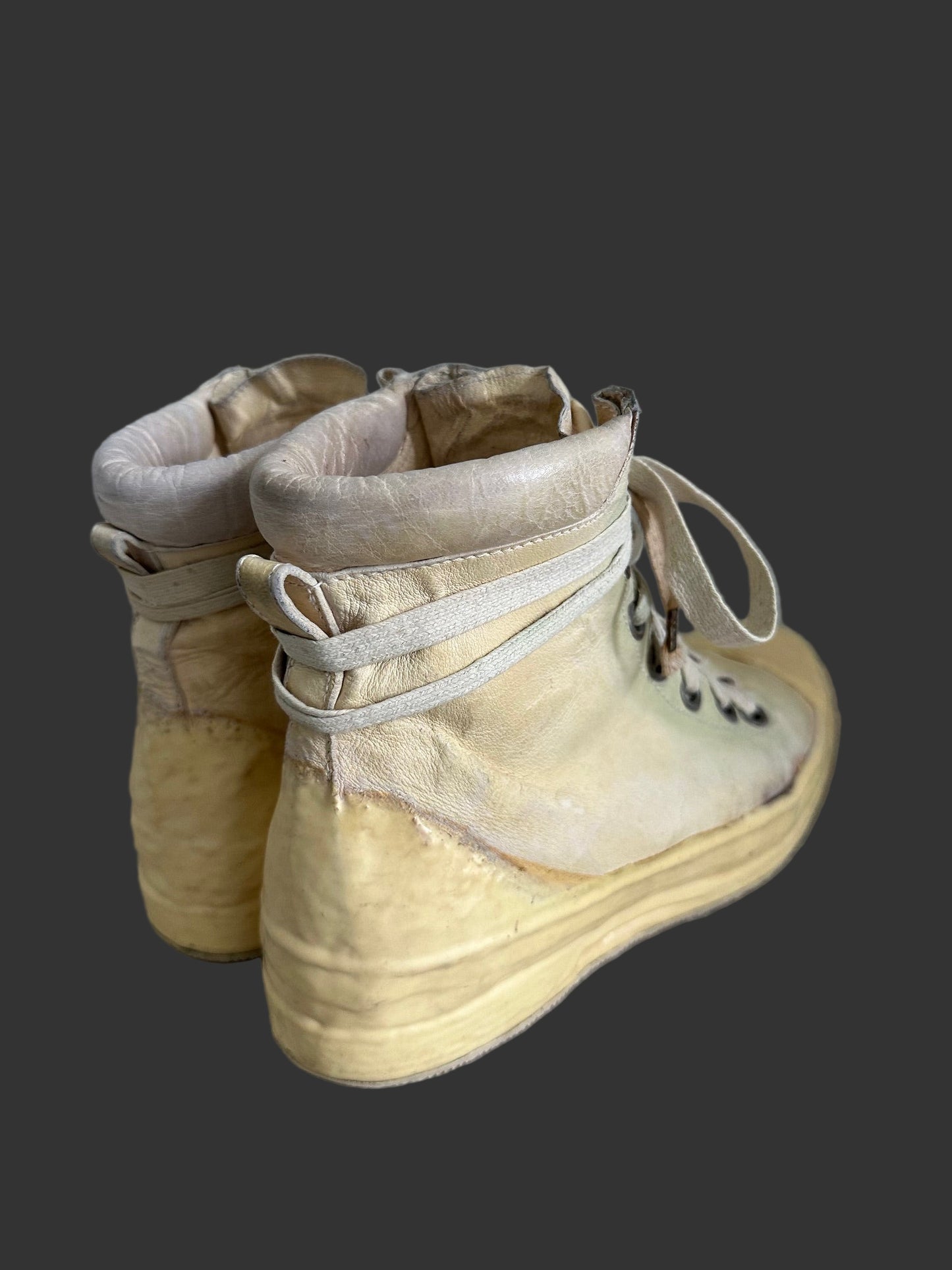 Bone White Kangaroo Leather Object Dyed No Seam Rubber Drip Sneakers by Carol Christian Poell