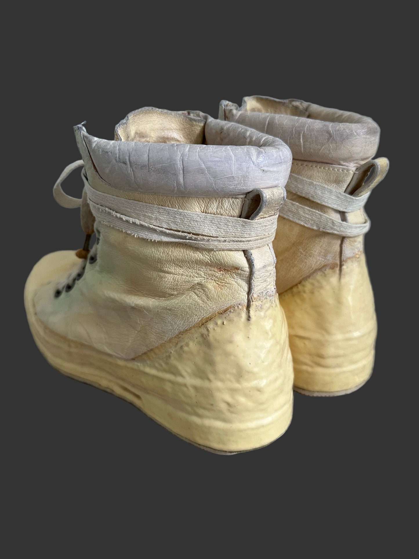 Bone White Kangaroo Leather Object Dyed No Seam Rubber Drip Sneakers by Carol Christian Poell