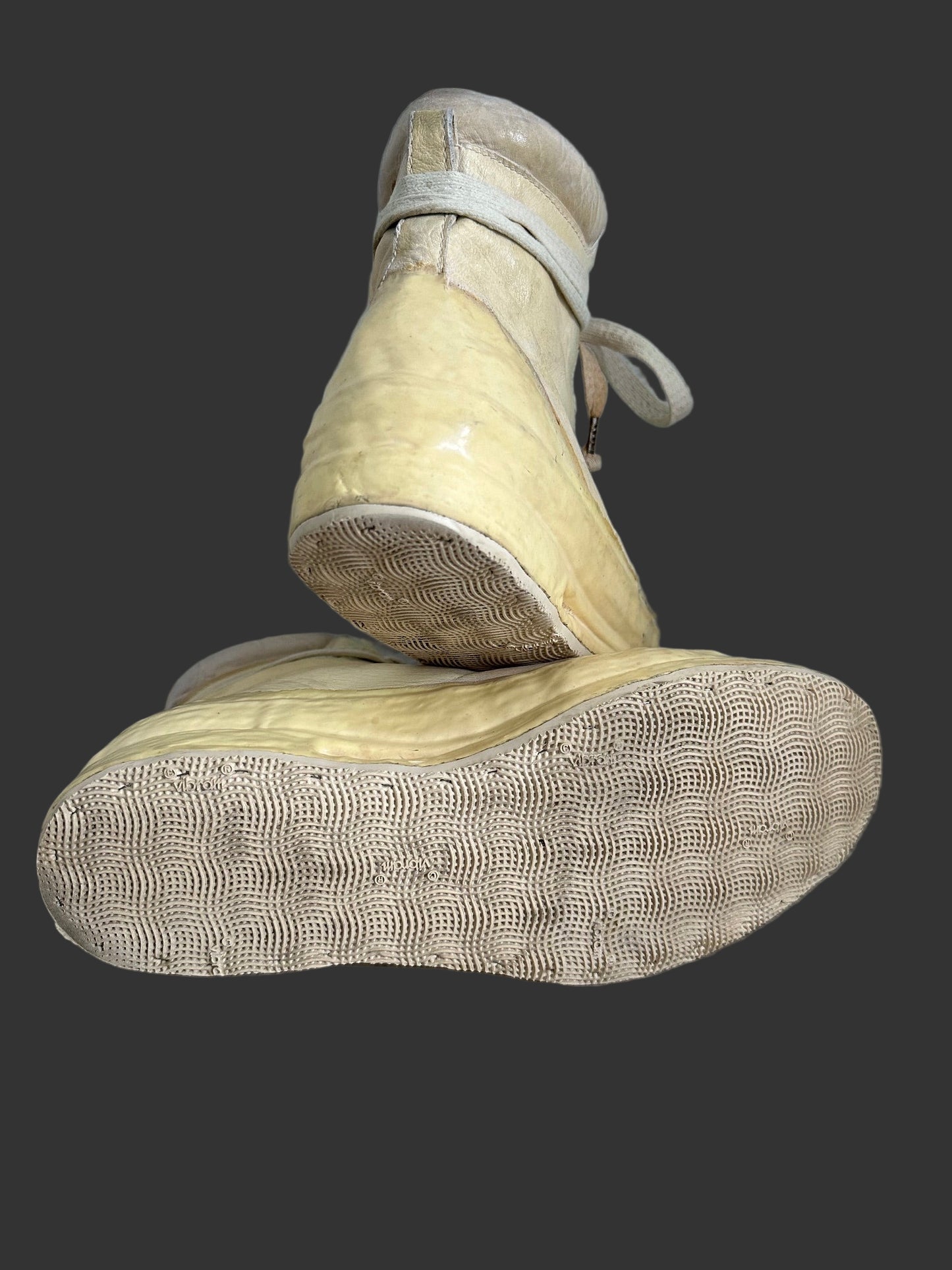 Bone White Kangaroo Leather Object Dyed No Seam Rubber Drip Sneakers by Carol Christian Poell
