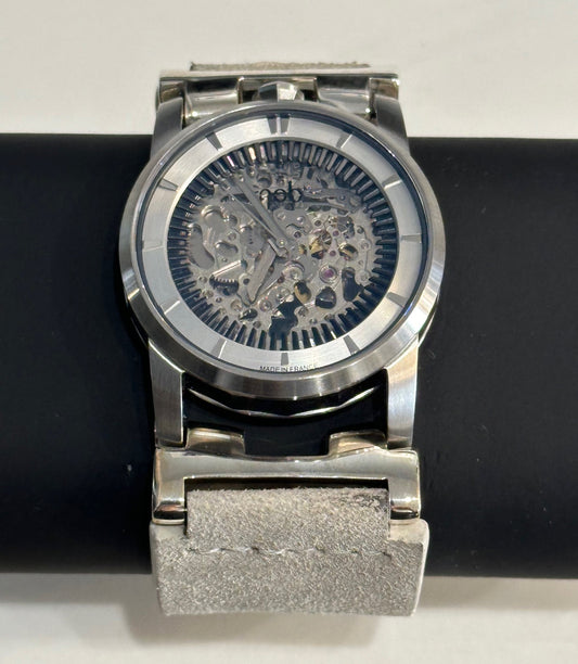 P4 X FOB Watch #5864 Straight Strap Buckle Silver Skeleton W130-012-0-KA-FLE