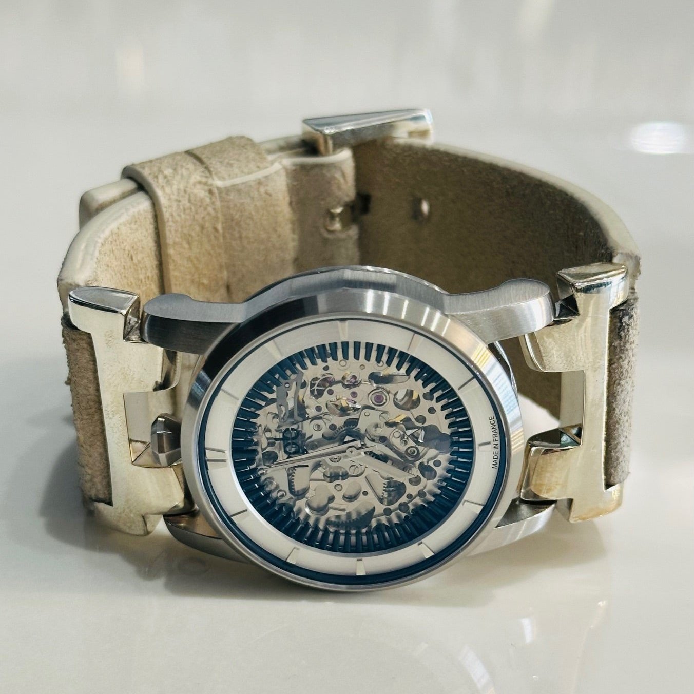 P4 X FOB Watch #5864 Straight Strap Buckle Silver Skeleton W130-012-0-KA-FLE