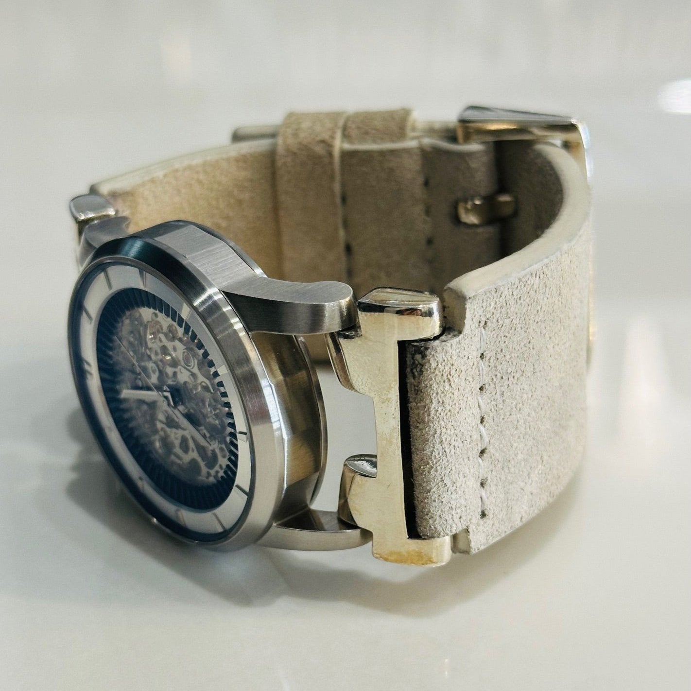 P4 X FOB Watch #5864 Straight Strap Buckle Silver Skeleton W130-012-0-KA-FLE