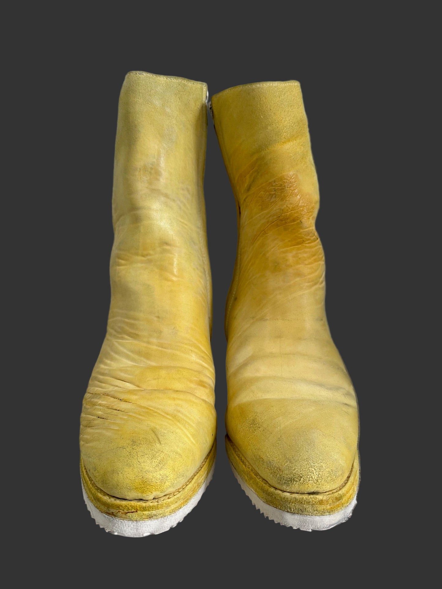 Yellow One Piece Object Dyed Culatta Horse Leather Side Zip Boots by Carol Christian Poell