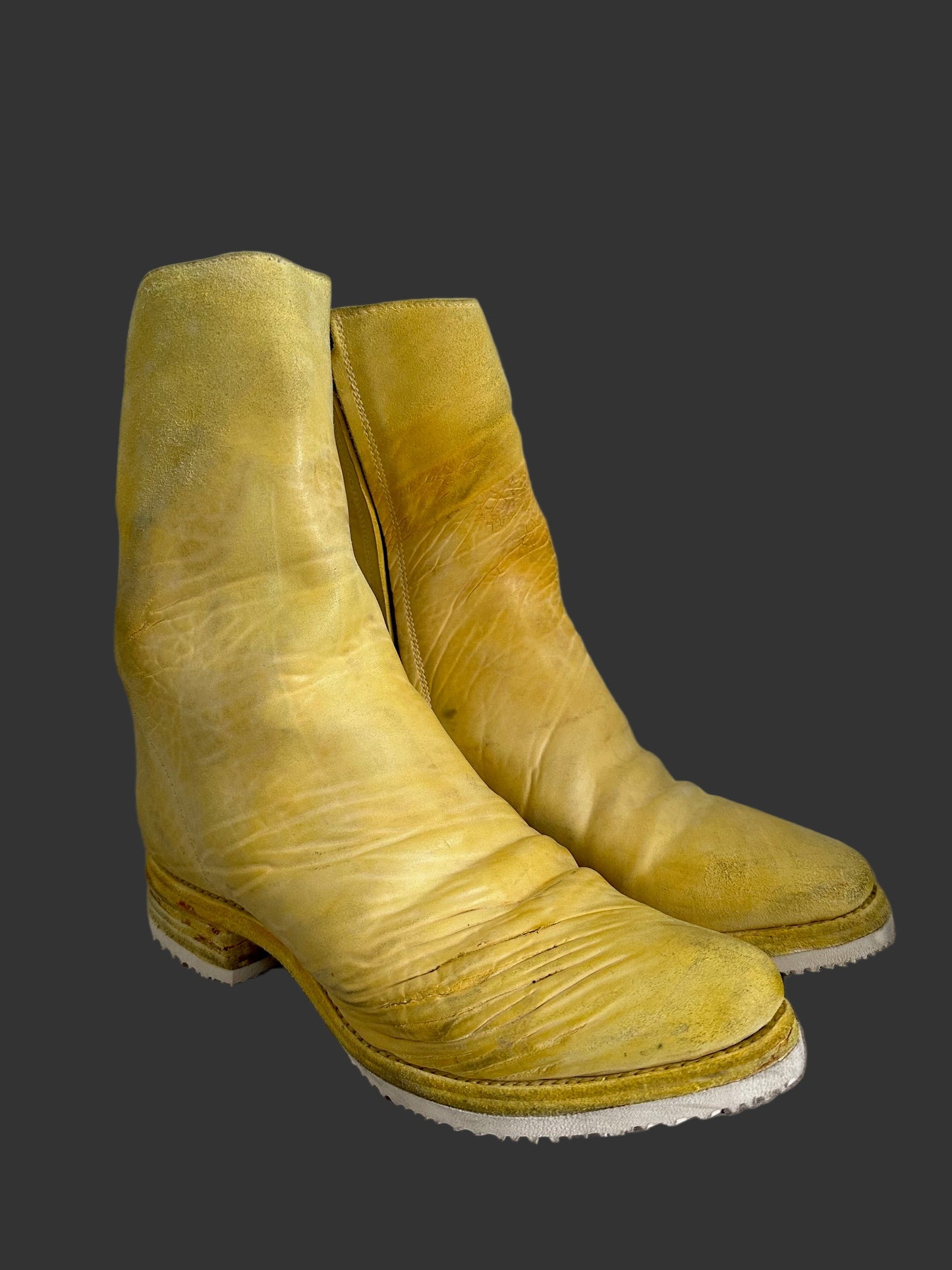 Yellow One Piece Object Dyed Culatta Horse Leather Side Zip Boots by Carol Christian Poell