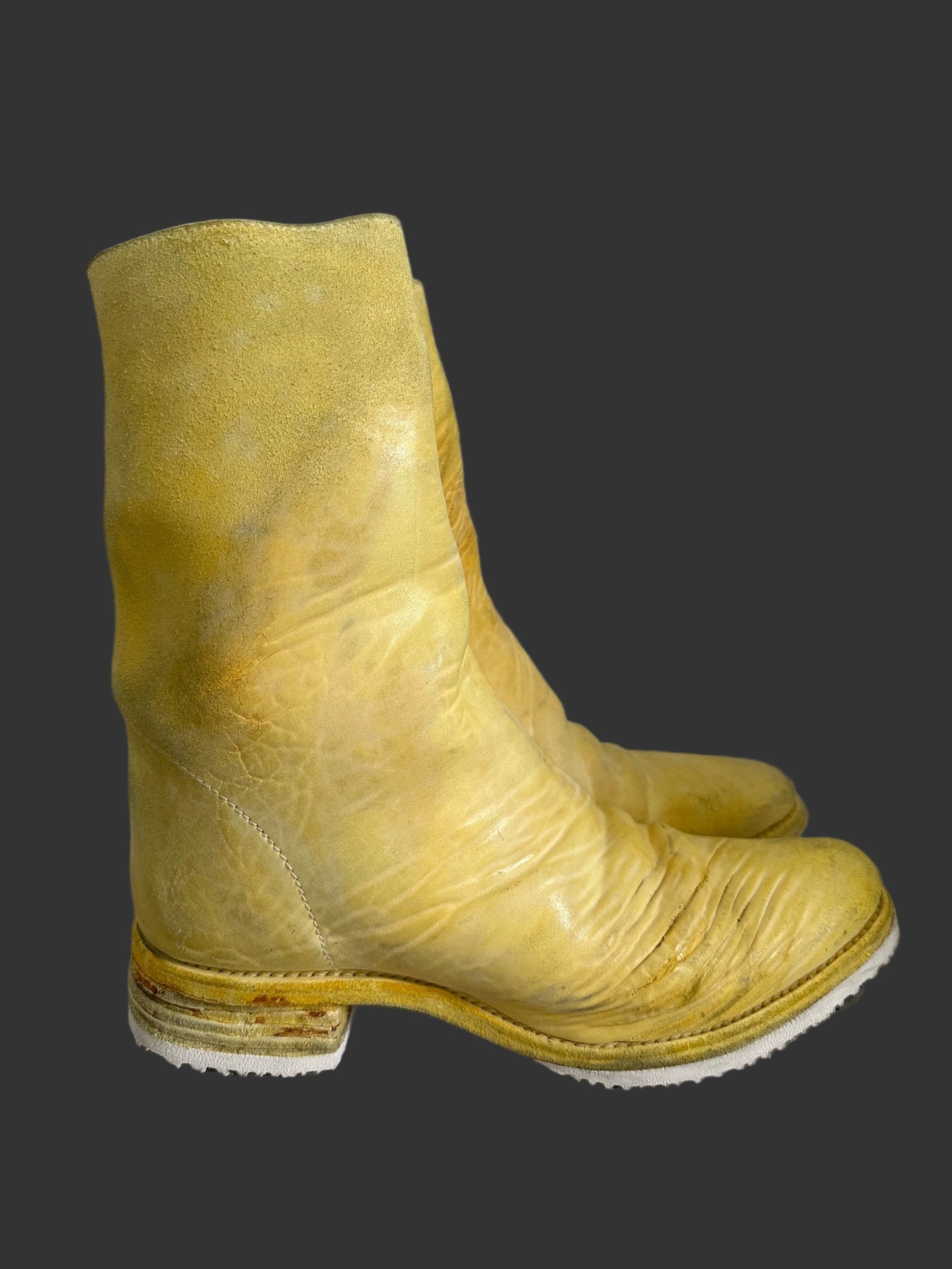 Yellow One Piece Object Dyed Culatta Horse Leather Side Zip Boots by Carol Christian Poell
