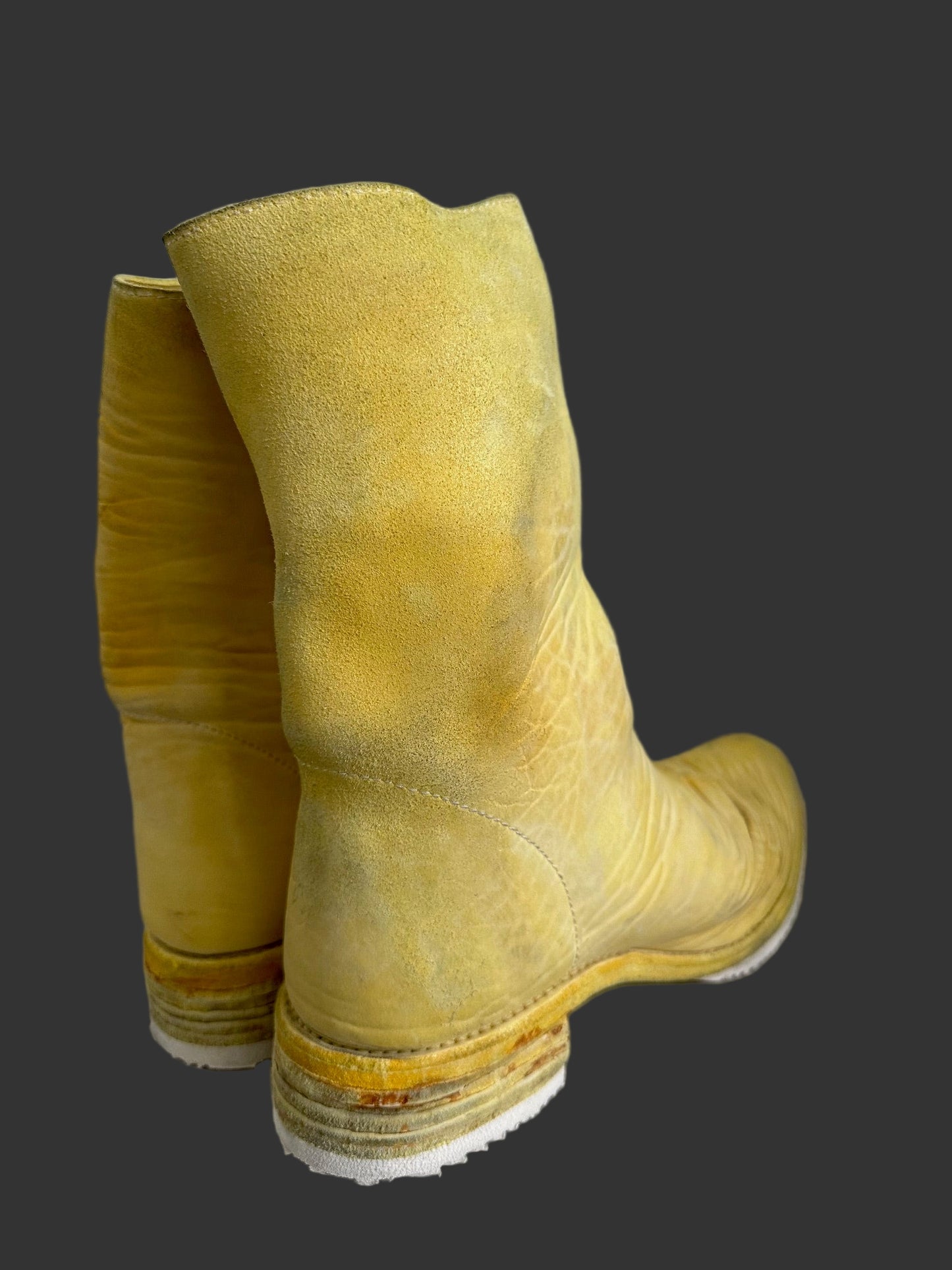 Yellow One Piece Object Dyed Culatta Horse Leather Side Zip Boots by Carol Christian Poell