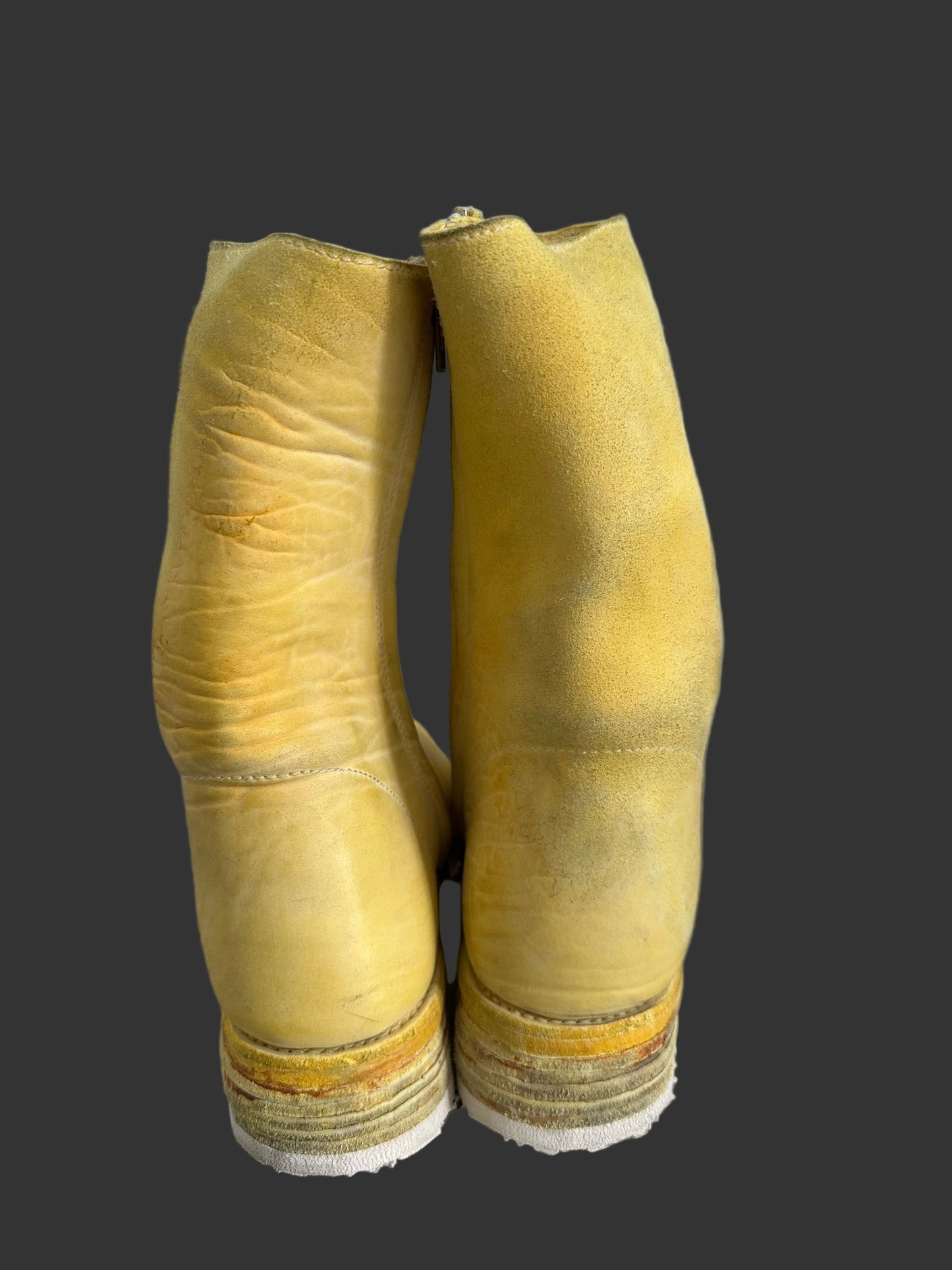 Yellow One Piece Object Dyed Culatta Horse Leather Side Zip Boots by Carol Christian Poell