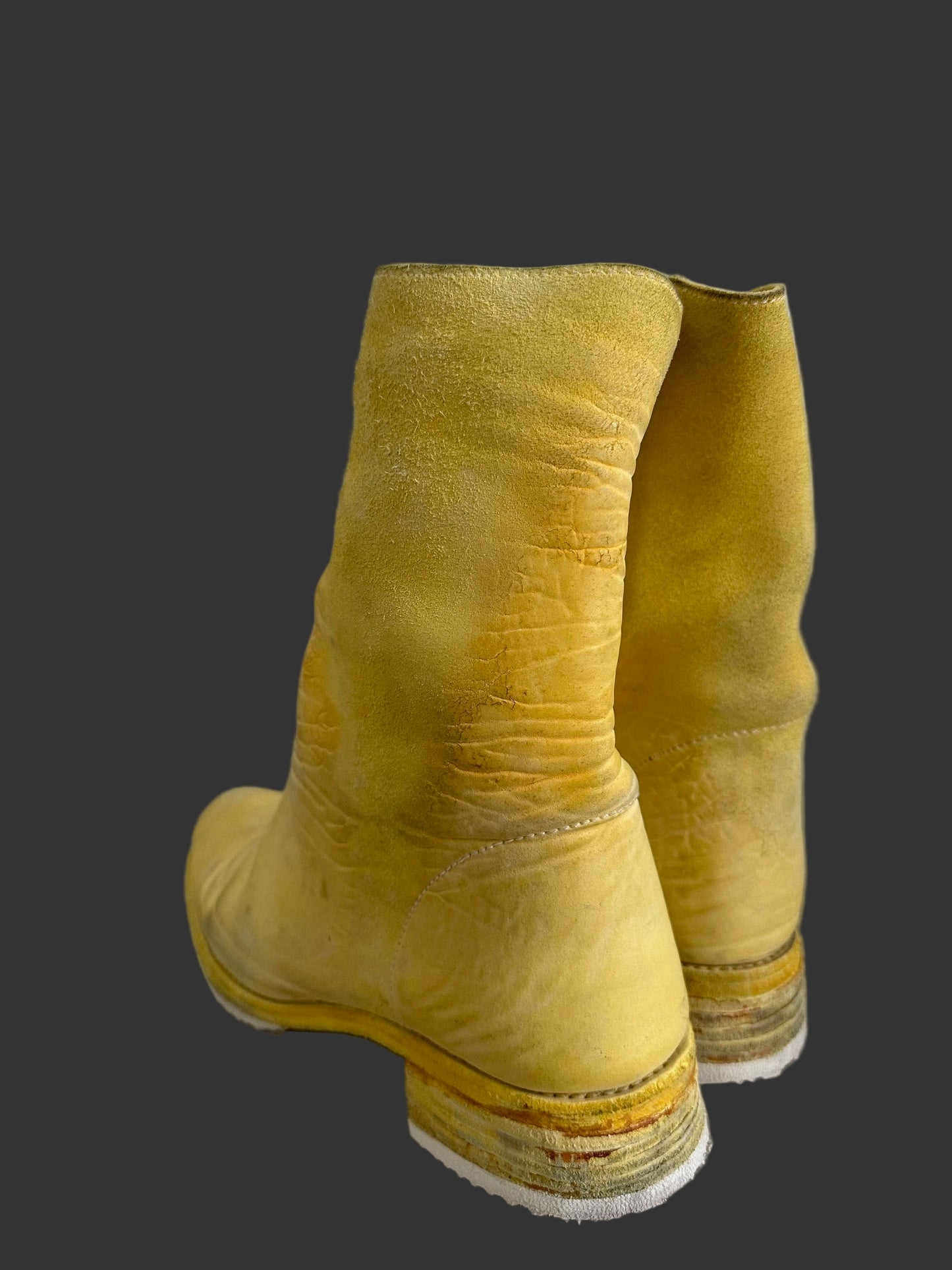 Yellow One Piece Object Dyed Culatta Horse Leather Side Zip Boots by Carol Christian Poell