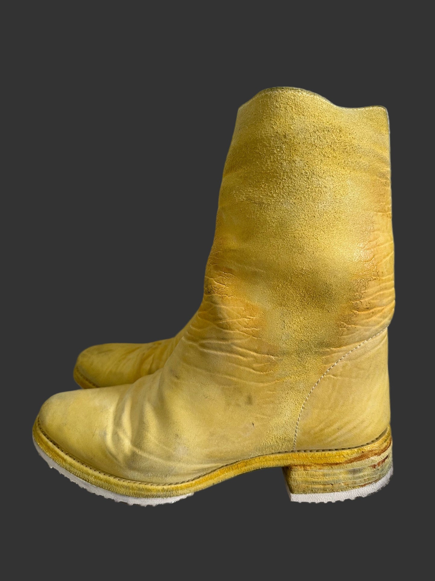 Yellow One Piece Object Dyed Culatta Horse Leather Side Zip Boots by Carol Christian Poell