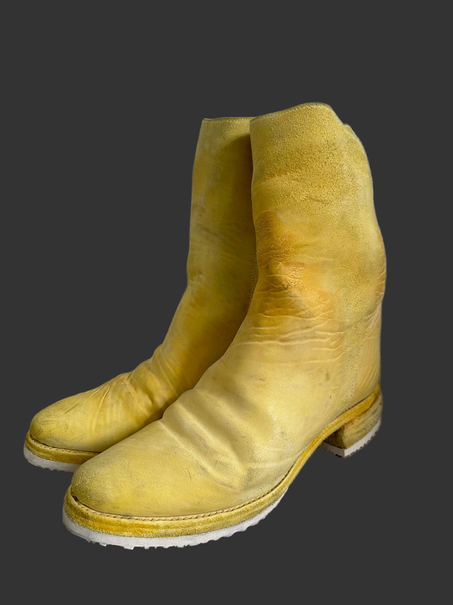 Yellow One Piece Object Dyed Culatta Horse Leather Side Zip Boots by Carol Christian Poell