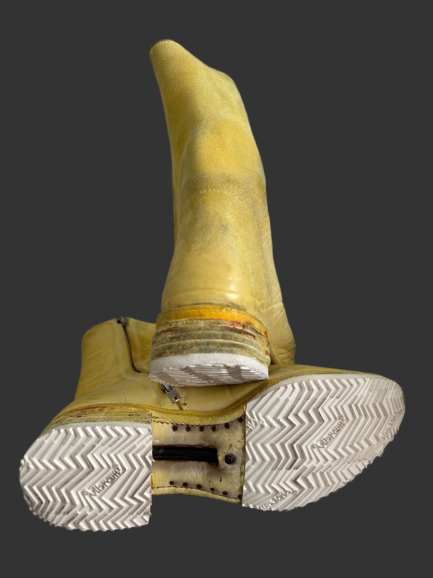 Yellow One Piece Object Dyed Culatta Horse Leather Side Zip Boots by Carol Christian Poell