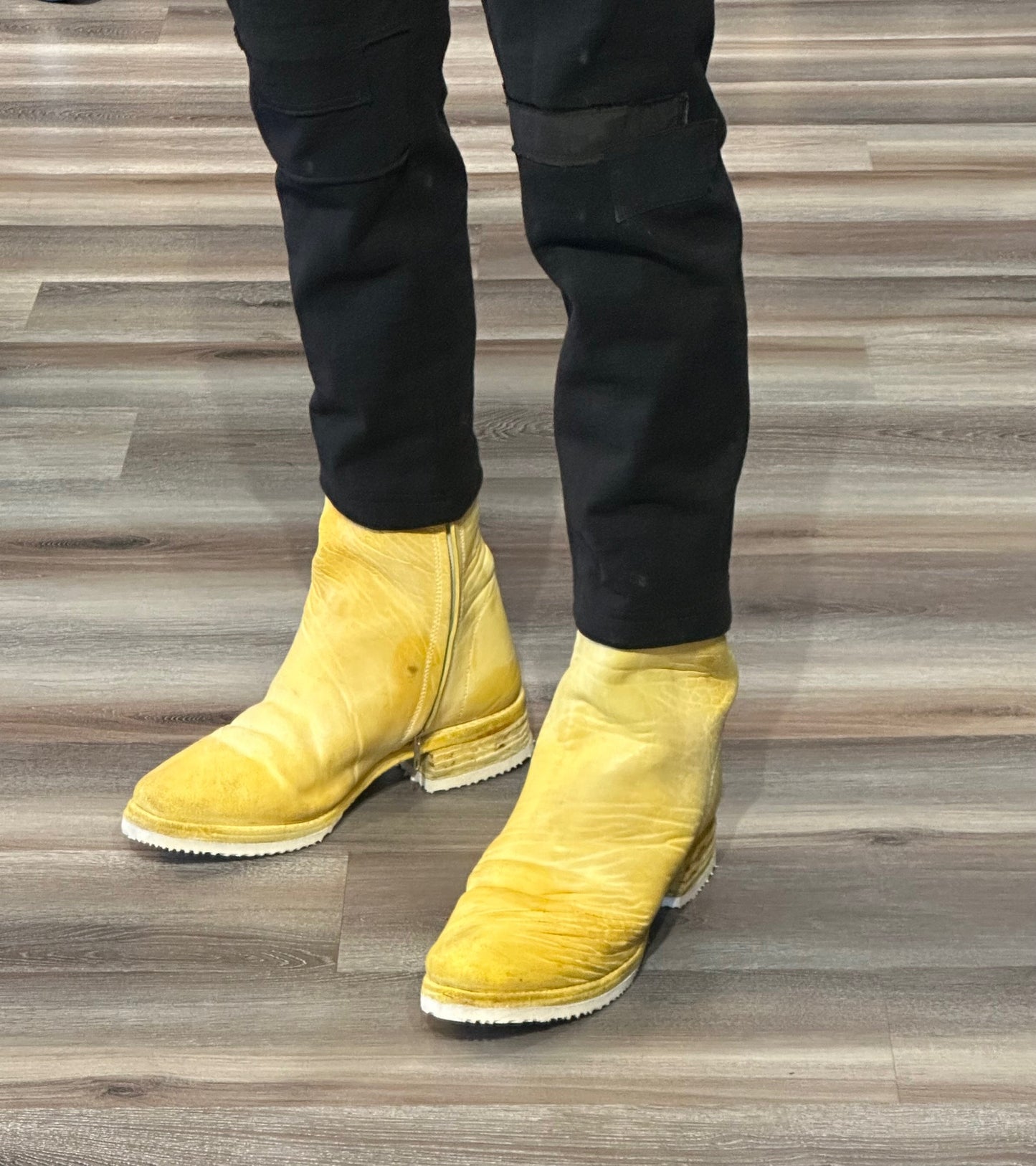 Yellow One Piece Object Dyed Culatta Horse Leather Side Zip Boots by Carol Christian Poell
