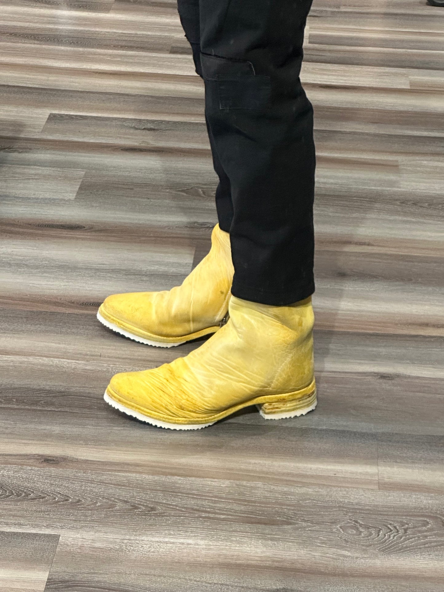 Yellow One Piece Object Dyed Culatta Horse Leather Side Zip Boots by Carol Christian Poell