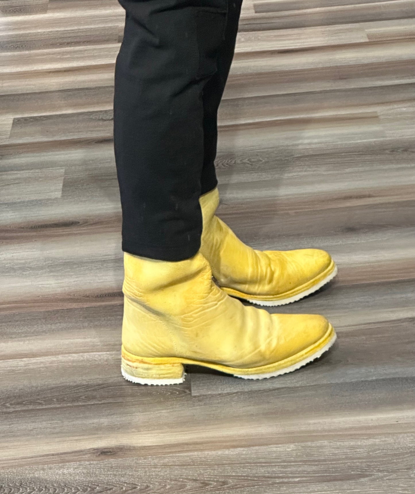 Yellow One Piece Object Dyed Culatta Horse Leather Side Zip Boots by Carol Christian Poell