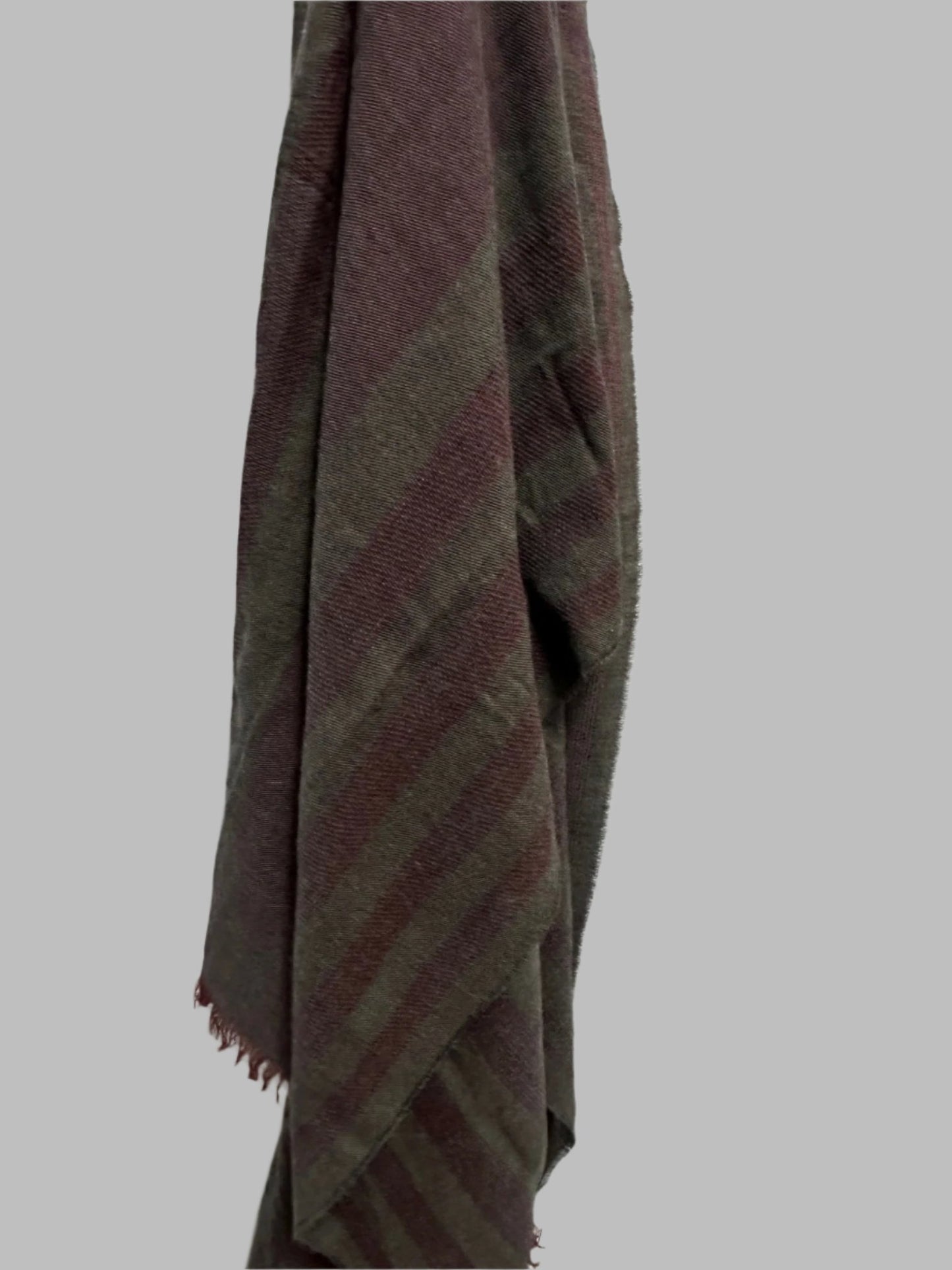 Burgundy Grey Janus Wool Cotton Scarf