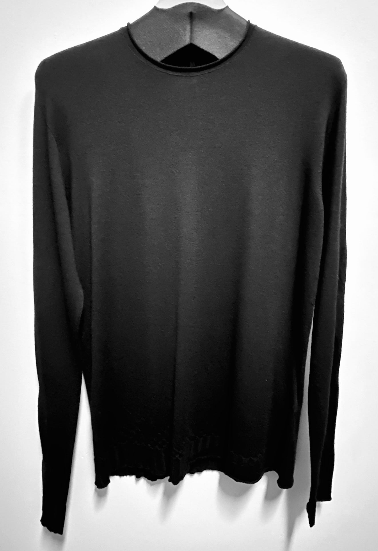 Black Roll Neck Lightweight Wool Sweater