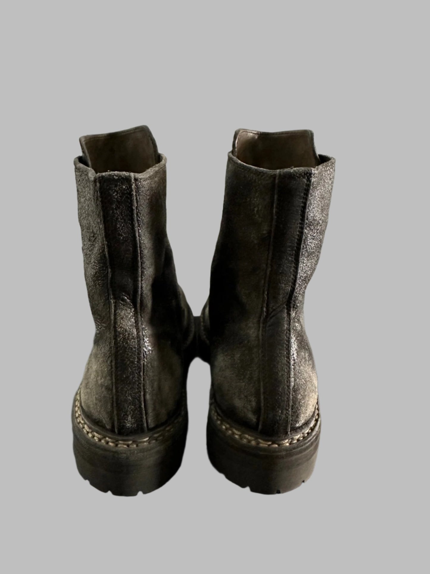 Black Resin Treated Reverse Horse Leather Front Zip Boots GRO5FRV_RU