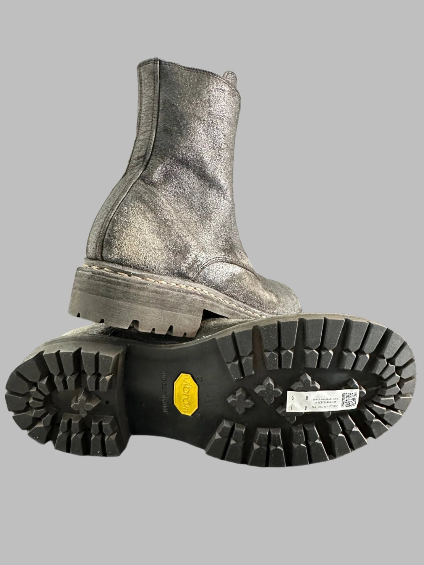 Black Resin Treated Reverse Horse Leather Front Zip Boots GRO5FRV_RU
